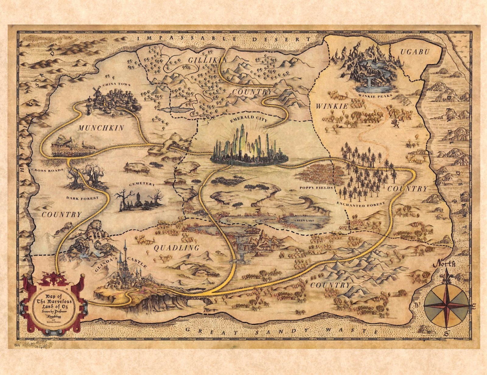 Wizard Of Oz Map Of The Marvelous Land Of Oz Dorothy Glenda Prop/Replica Wizard Of Oz Map Of The Marvelous Land Of Oz Dorothy Glenda Prop/Replica