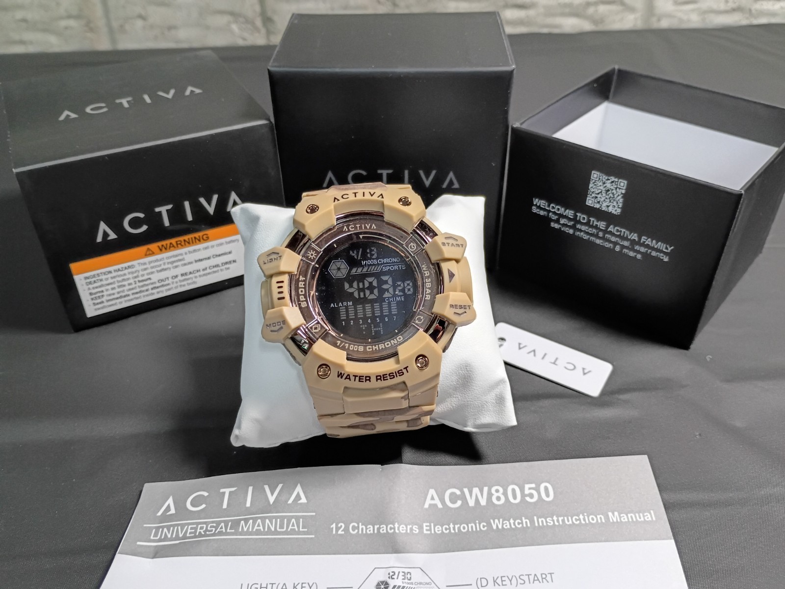 Activa X Invicta Digital Essentials Unisex 50mm Watch ACW8050MC-012 Beige Camo Activa X Invicta Digital Essentials Unisex 50mm Watch ACW8050MC-012 Beige Camo