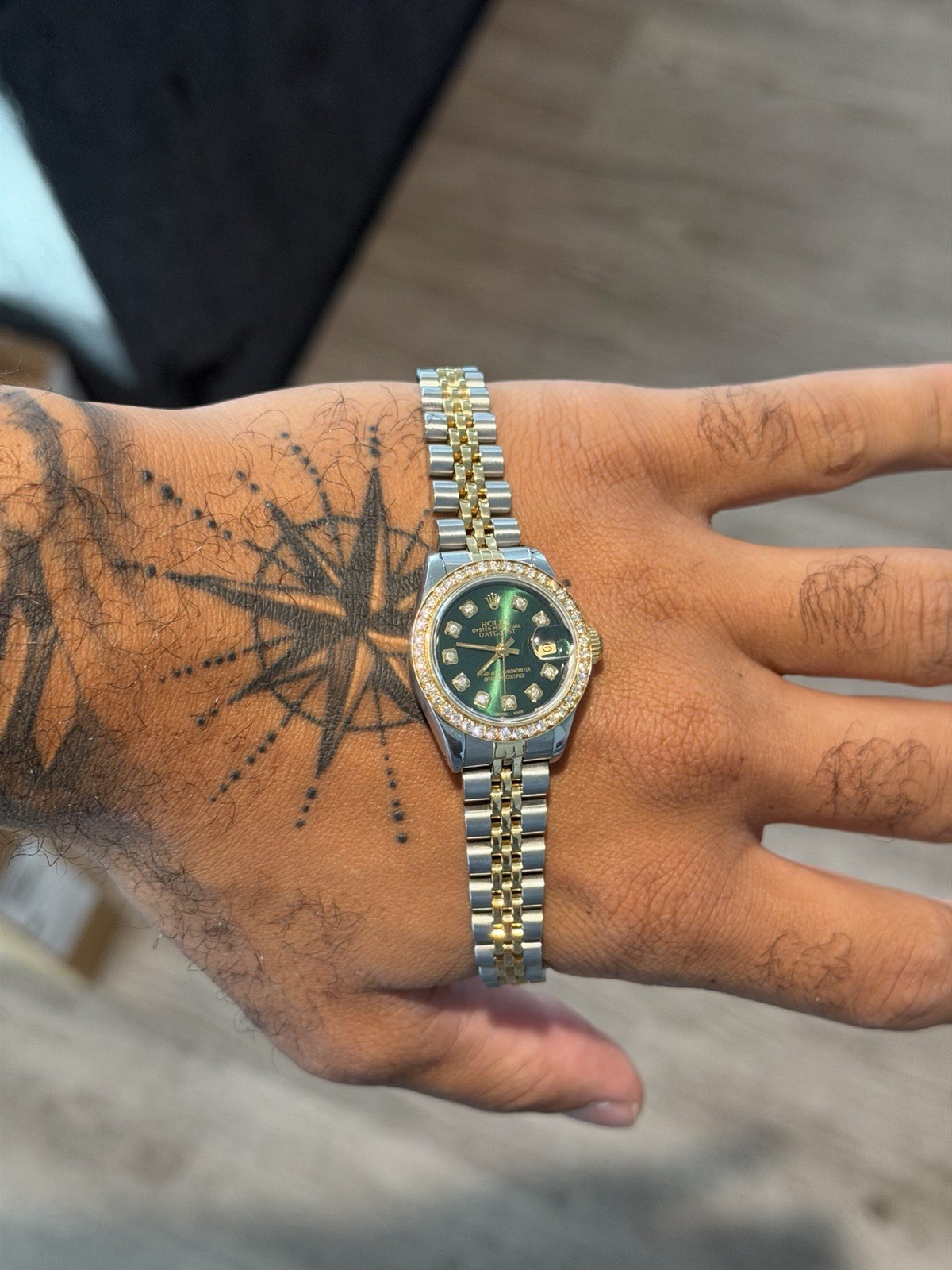 Rolex Lady Datejust 69190 26mm Two Tone Green Diamond Dial Automatic Watch