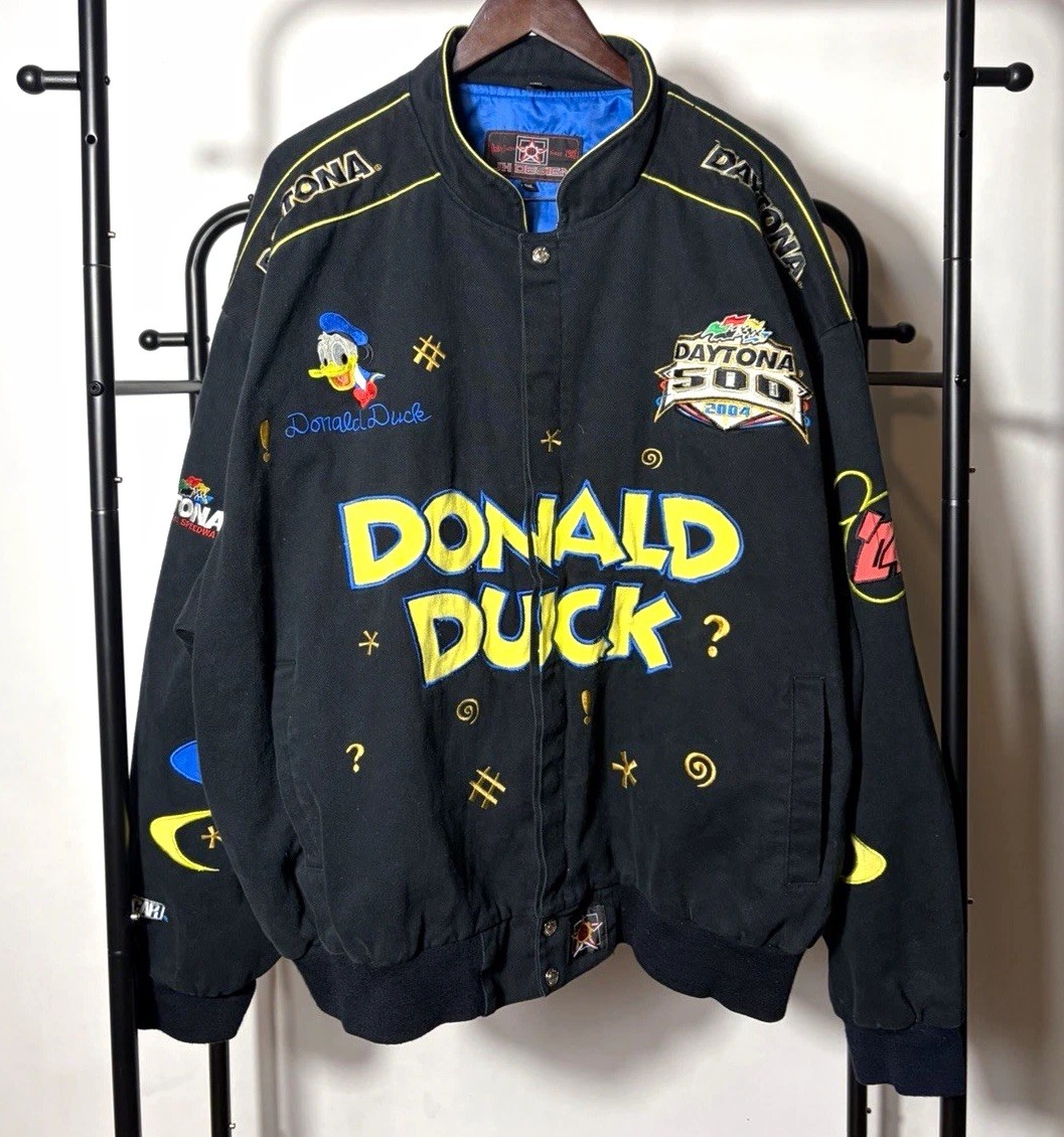 JH Design Disney Donald Duck Daytona 500 2004 Black Jacket Unisex 4XL JH Design Disney Donald Duck Daytona 500 2004 Black Jacket Unisex 4XL