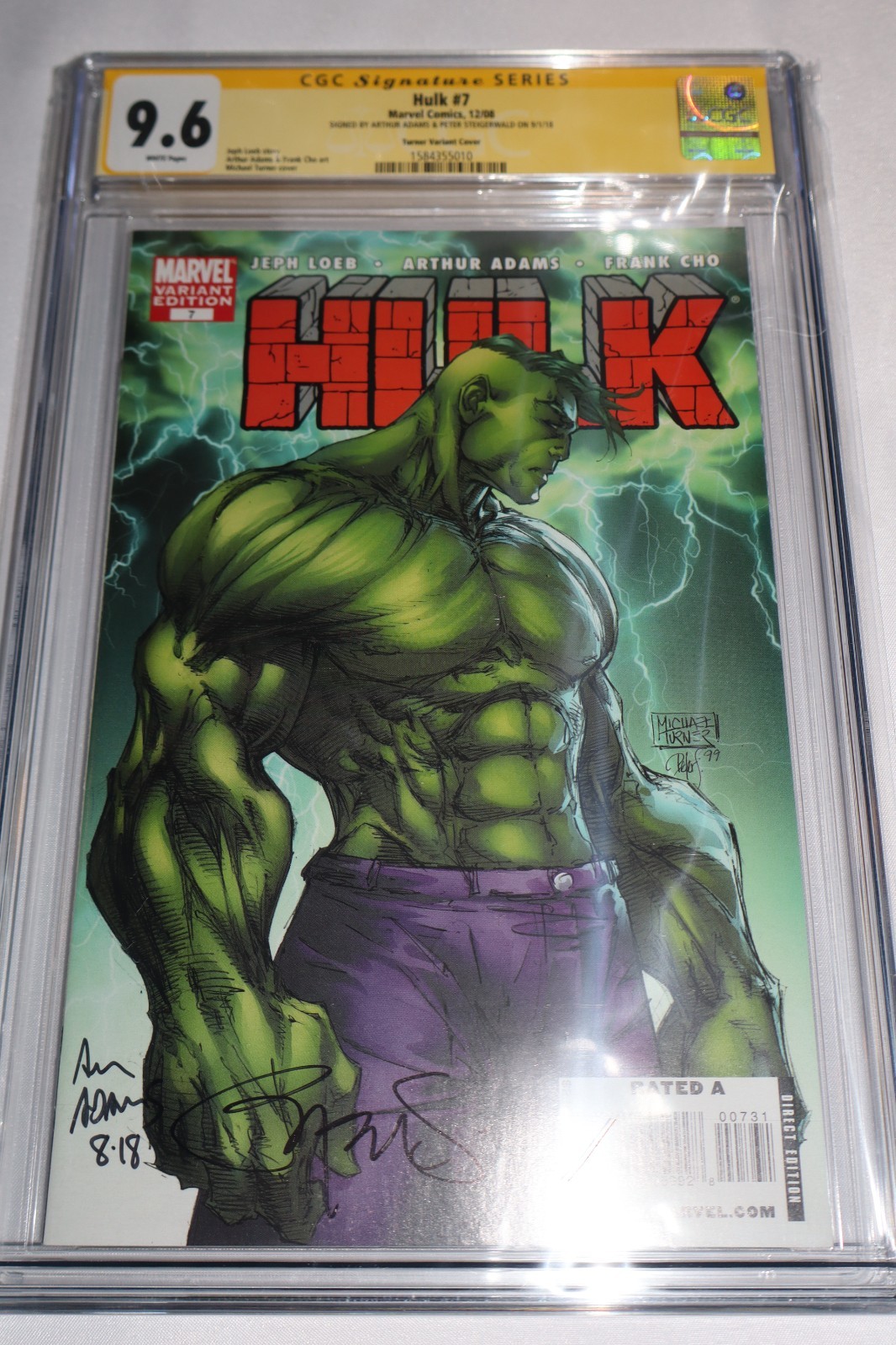 Signature Series CGC 9.6 Hulk 7 Signed 2x Adam Steigerwald Turner Cover Variant Signature Series CGC 9.6 Hulk 7 Signed 2x Adam Steigerwald Turner Cover Variant