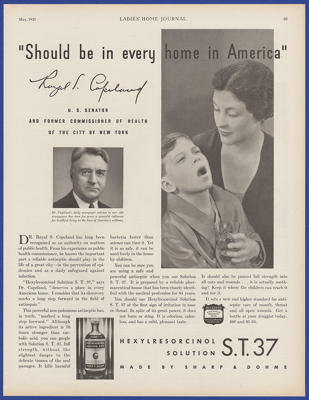 Vintage 1931 SHARP & DOHME Hexylresorcinol Solution S.T. 37 Antiseptic Print Ad