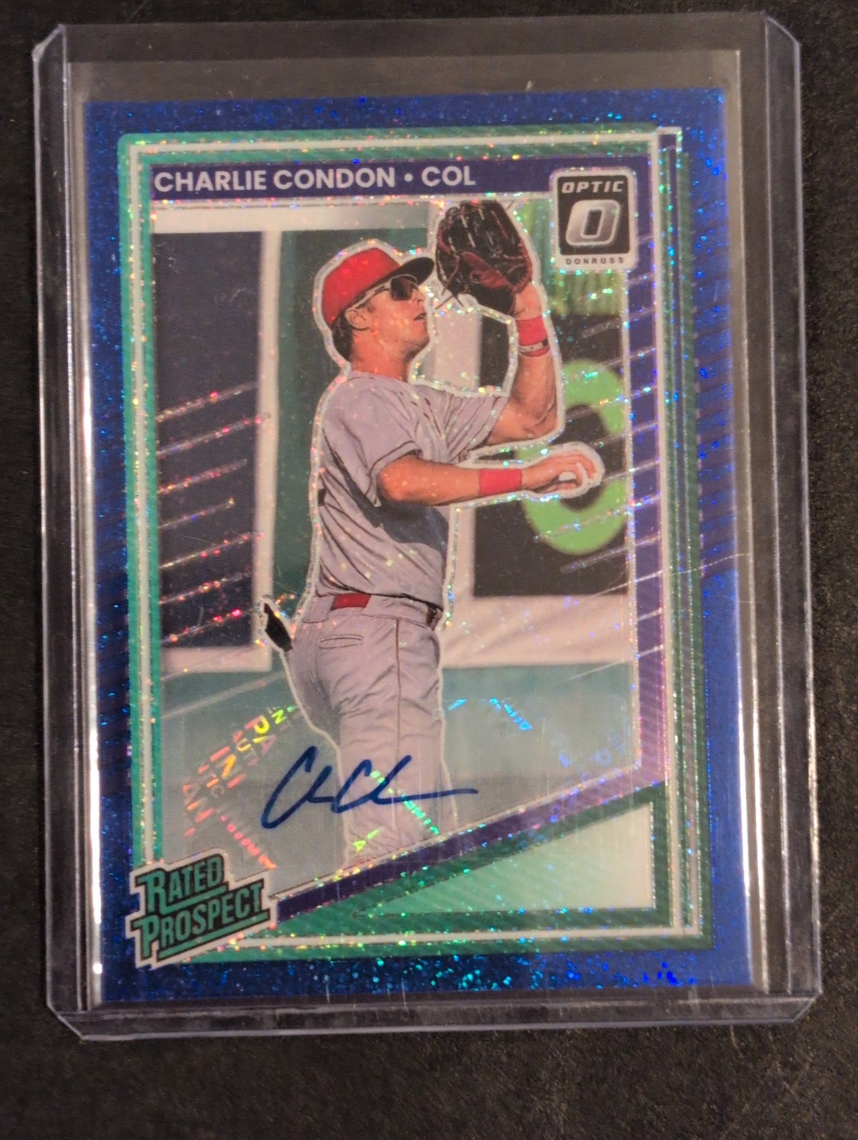 Charlie Condon 2025 Donruss Optic FOTL Blue Glitter Prizm Auto 1/3 SSP BOOKEND Charlie Condon 2025 Donruss Optic FOTL Blue Glitter Prizm Auto 1/3 SSP BOOKEND