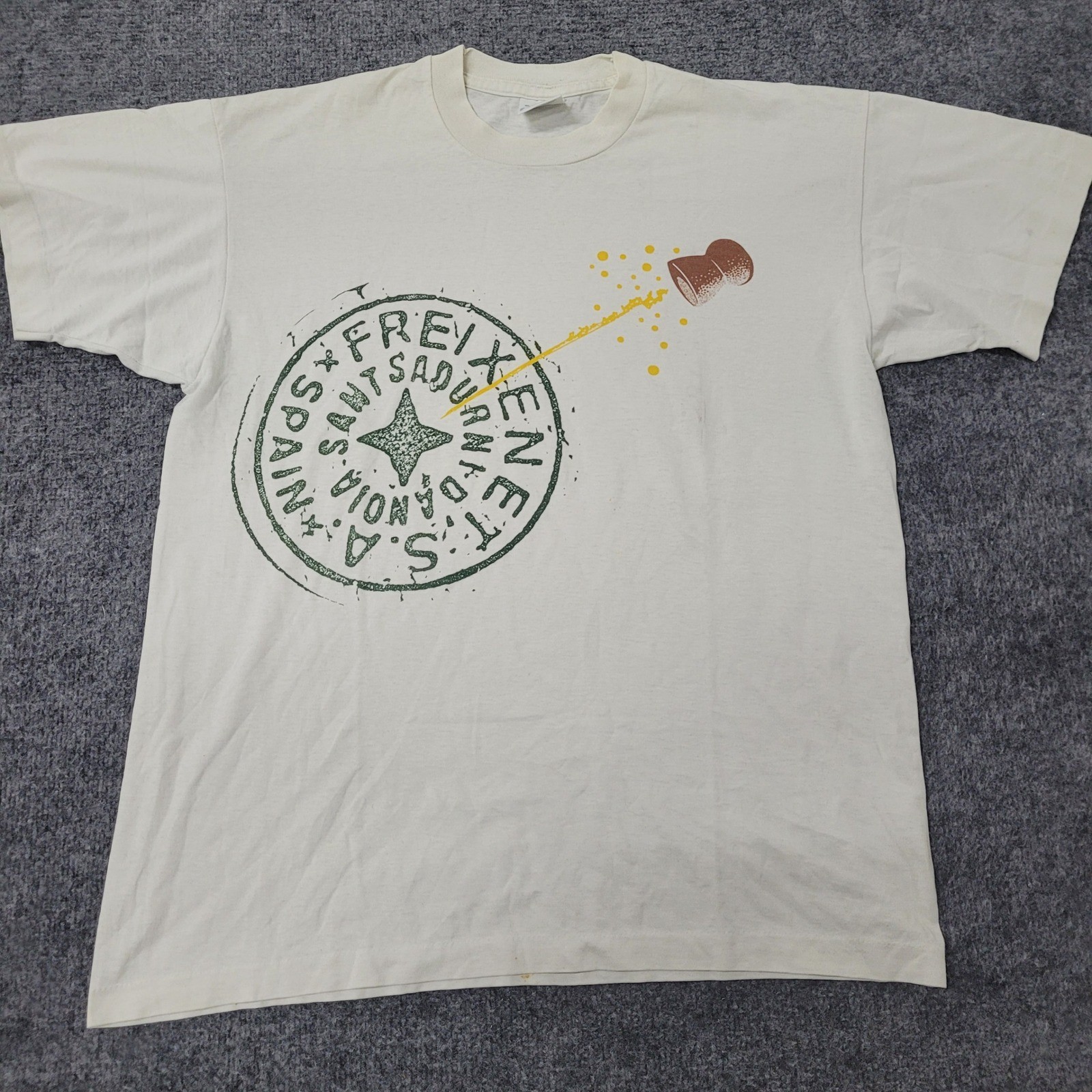 Screen Stars T-shirt Mens Size XL White Freixenet Spain Cava Graphic Vintage USA