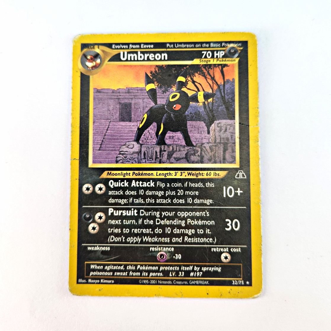 Pokemon Company Umbreon 32/75 Neo Discovery Rare Regular English 70 HP 2001 Pokemon Company Umbreon 32/75 Neo Discovery Rare Regular English 70 HP 2001