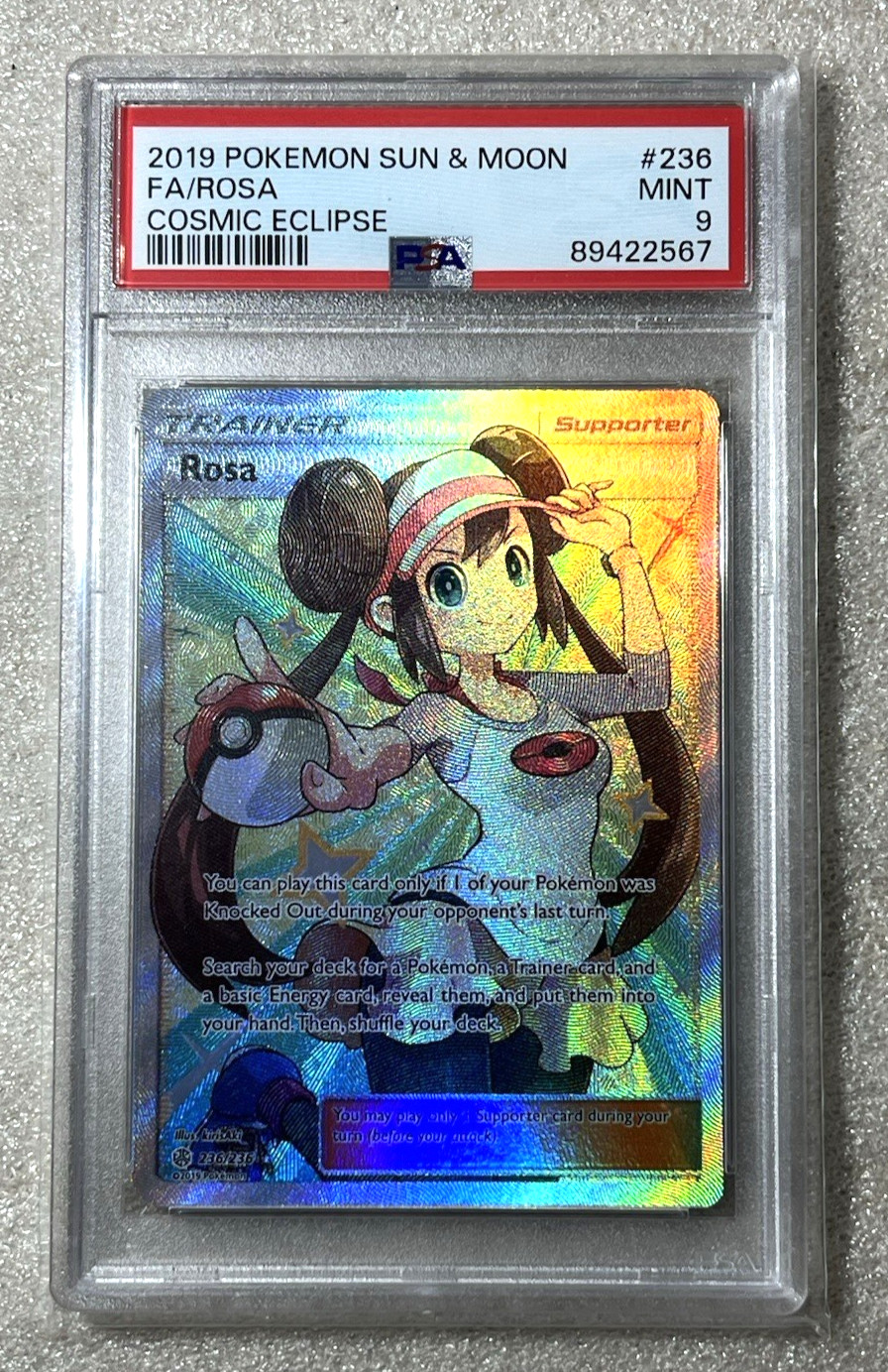 POKEMON 2019 Sun & Moon Cosmic Eclipse ROSA UR PSA MINT 9 Slab 236/236 NICE