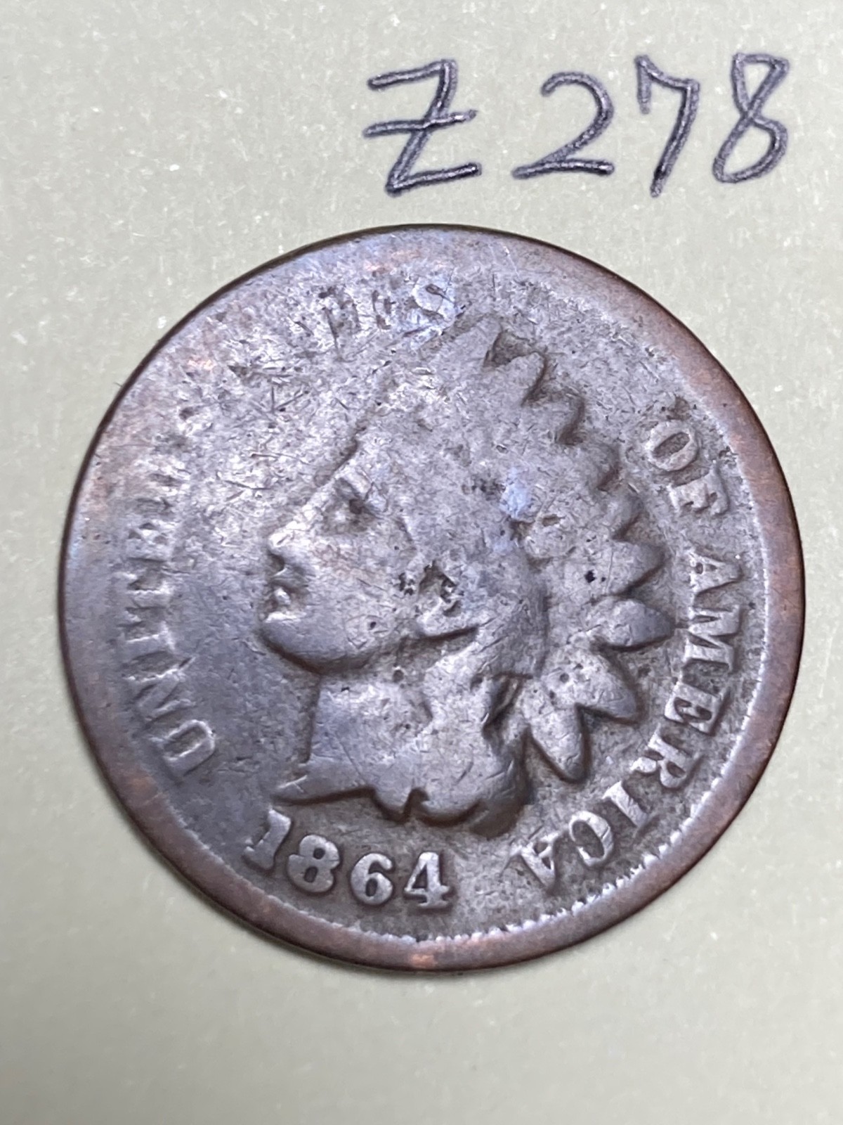 1864 Indian cent, coin #Z278 1864 Indian cent, coin #Z278