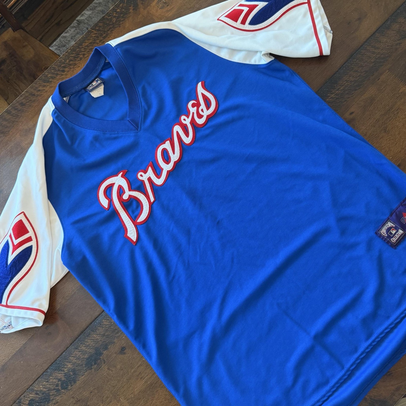 VTG Atlanta Braves Jersey Mens XL MLB Baseball Cooperstown Majestic Made In USA