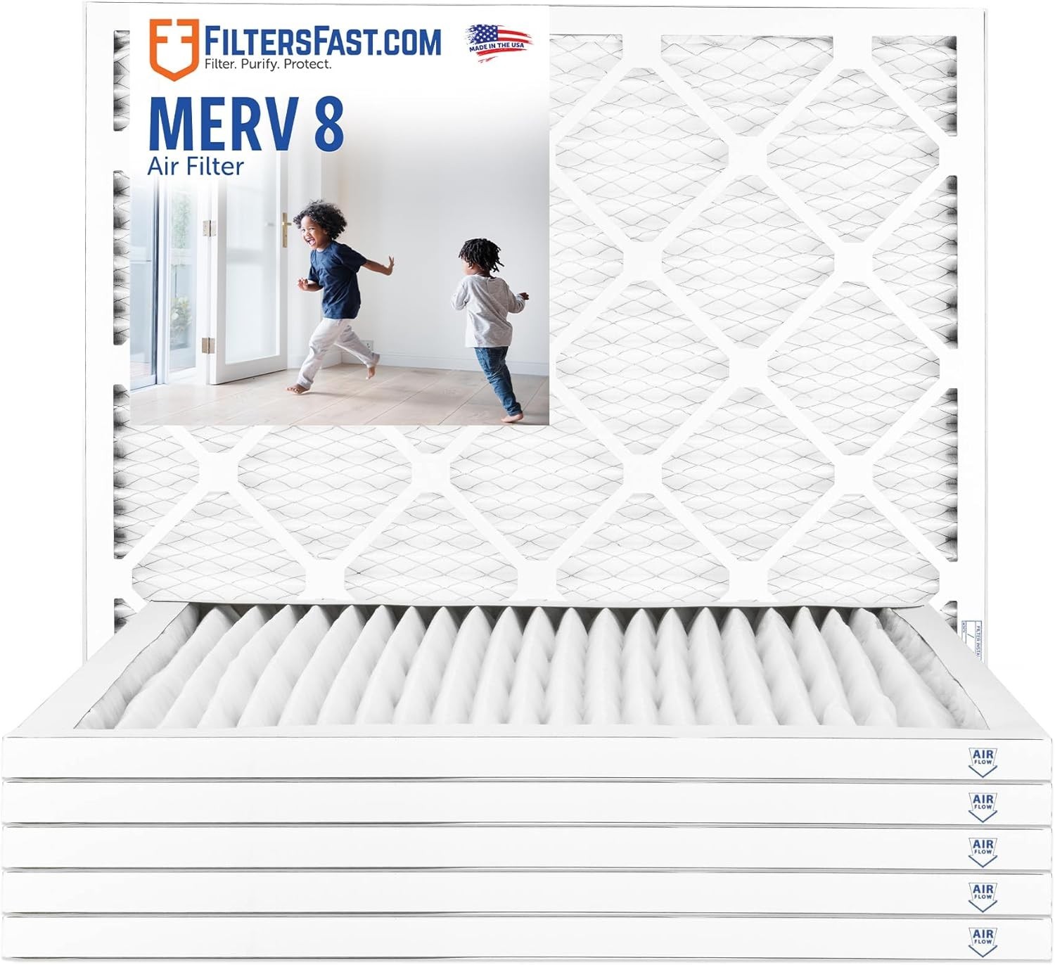 Filters Fast 22x24x1 MERV 8, 1 Inch Pleated HVAC AC Furnace Air Filters, 6 Pack