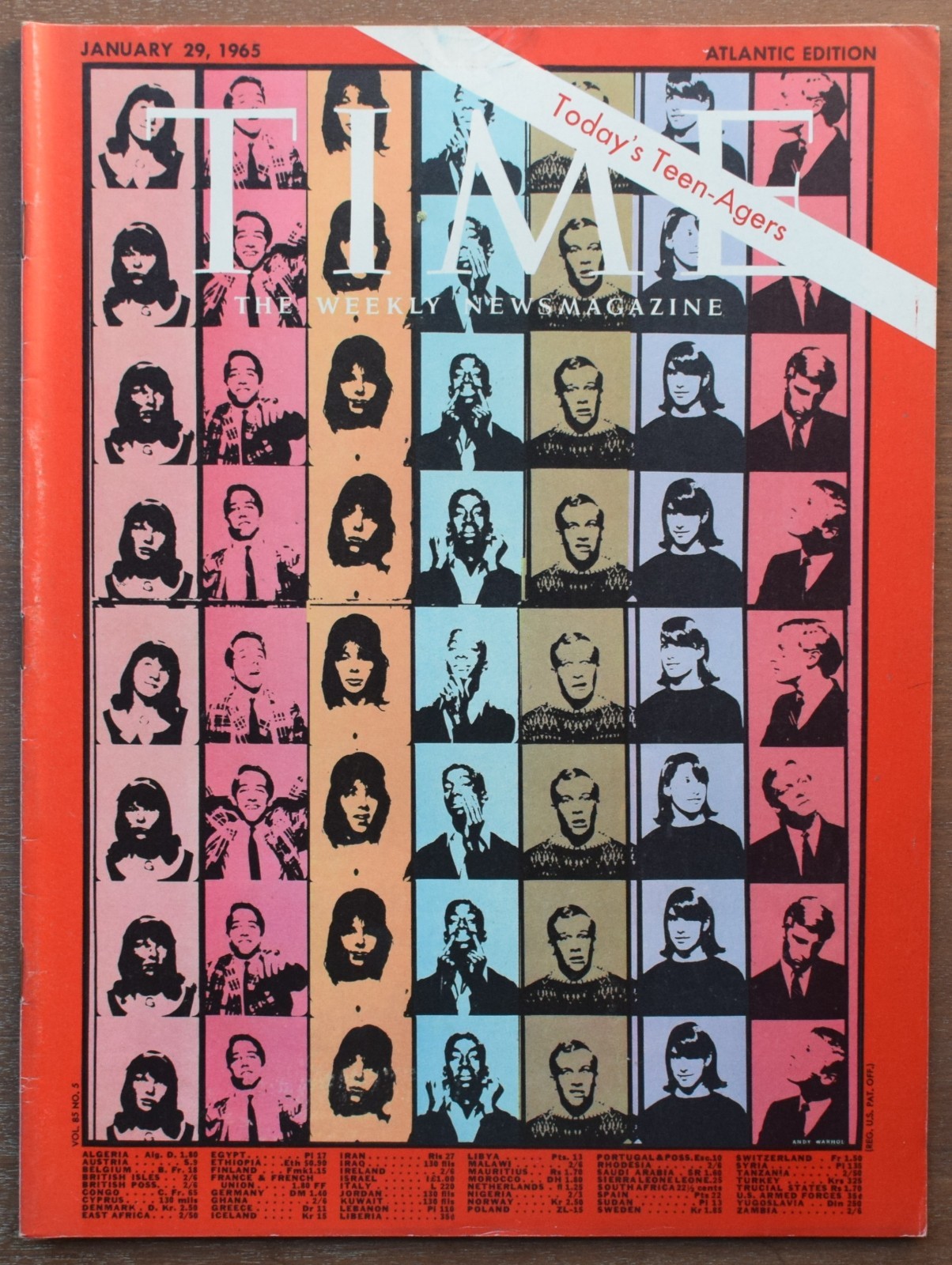 Time Magazine January 29, 1965 Today's Teen-Agers-Andy Warhol's cover