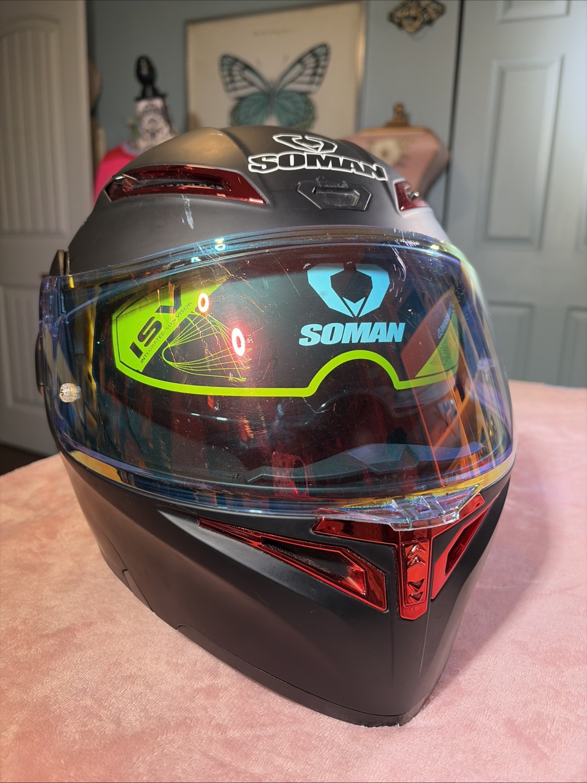 SOMAN Motorcycle Dual Lens Riding Peel-Off Full Coverage Helmet Small. SOMAN Motorcycle Dual Lens Riding Peel-Off Full Coverage Helmet Small.
