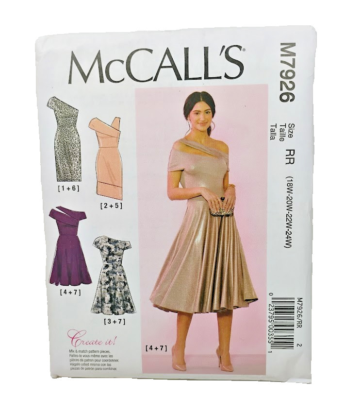 McCall\'s Women\'s Special Occasion Dress Uncut Pattern M7926 RR Sizes 18W-24W B57