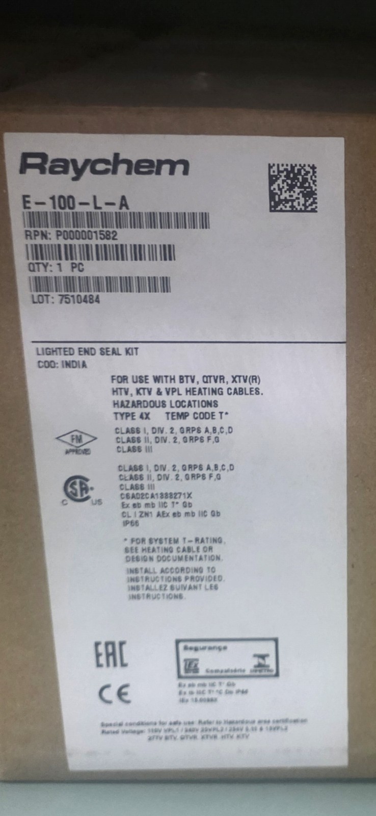 NVENT RAYCHEM E-100-L-A NVENT RAYCHEM E-100-L-A