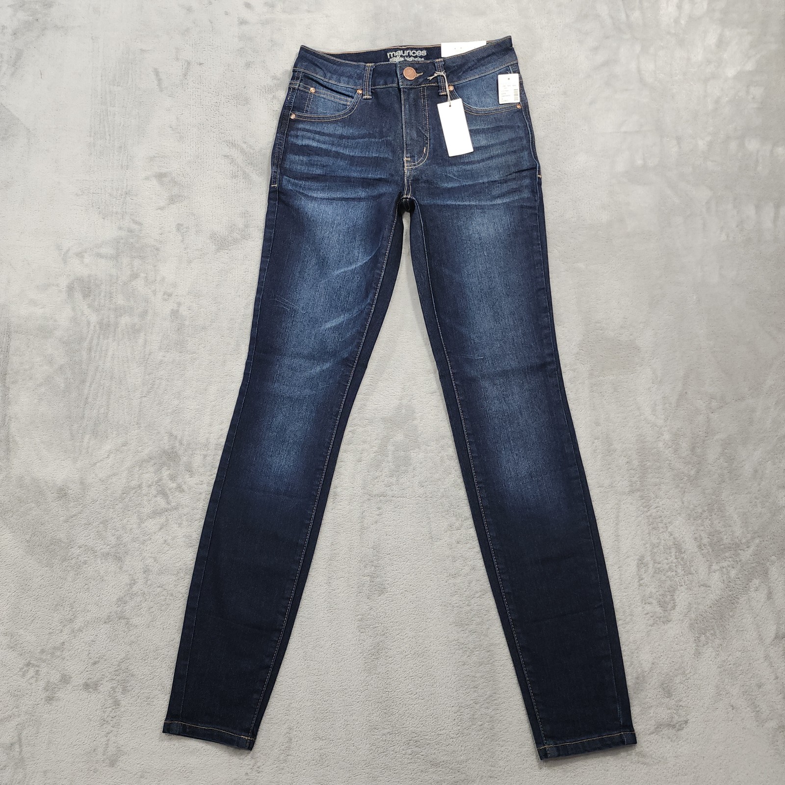 NEW Maurices Jeans Womens 2 LONG Blue High Rise Super Skinny Everflex Stretch