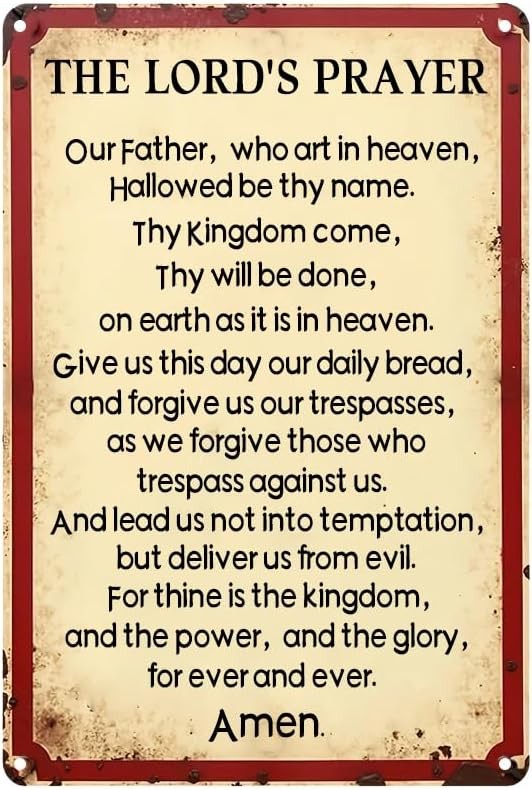 The Lord's Prayer Our Father Who Art Tin Metal Signs Home Décor 8x12
