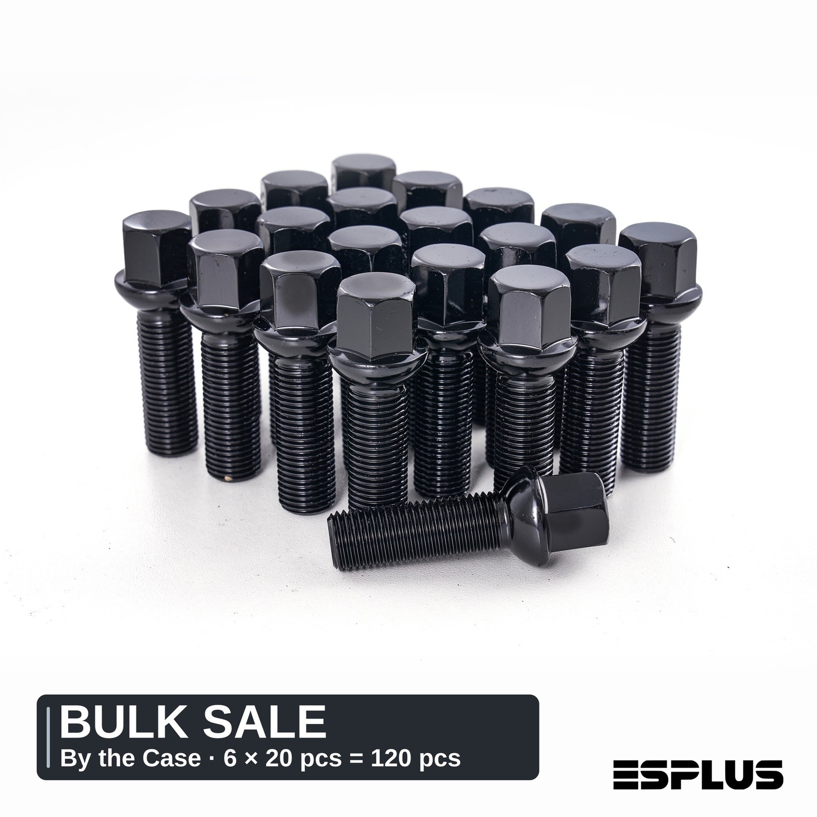 120 Pcs Black M14x1.5 17mm Hex Ball Seat Lug Bolts Bulk 6 Boxes x 20