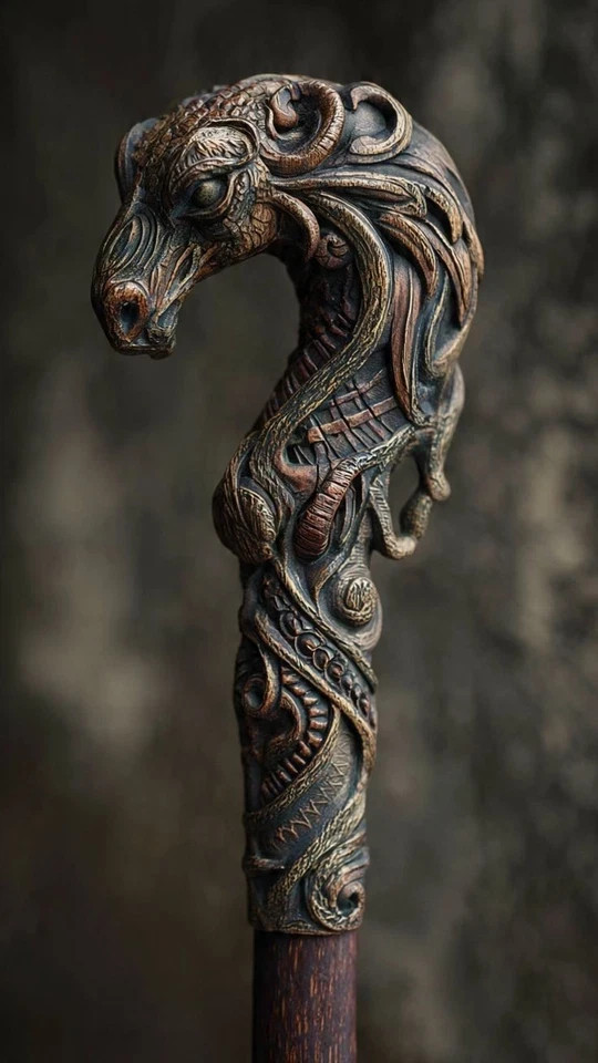 ART-Wooden walking stick hand carved Animal wooden walking cane ART-Wooden walking stick hand carved Animal wooden walking cane