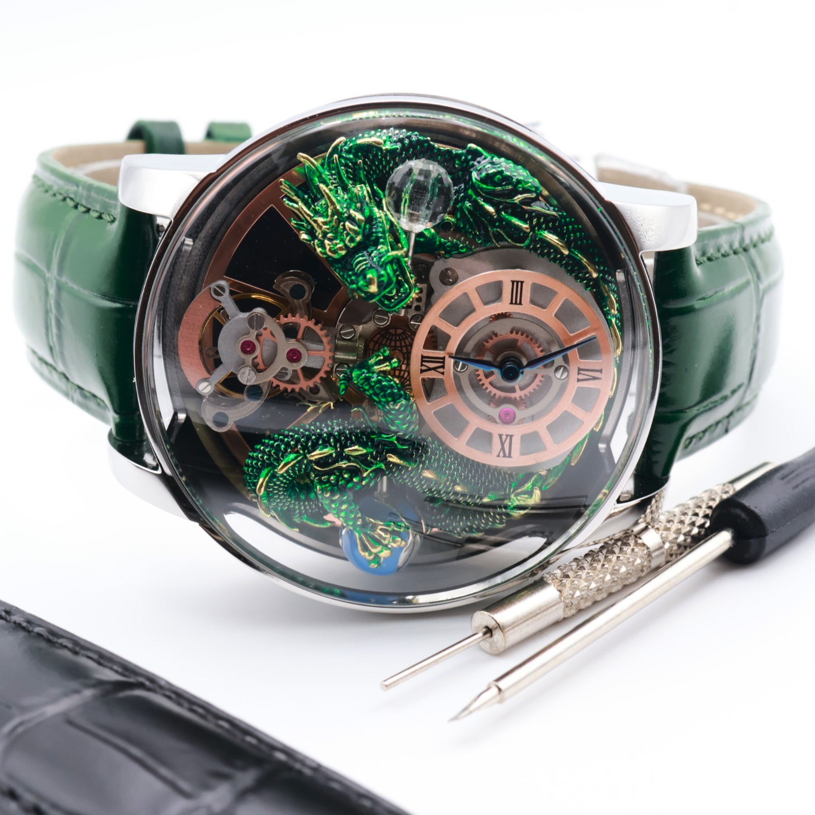 NIB Invicta Objet D Art Dragon 70579 - 46mm Green Ronda Quartz Leather Watch NIB Invicta Objet D Art Dragon 70579 - 46mm Green Ronda Quartz Leather Watch