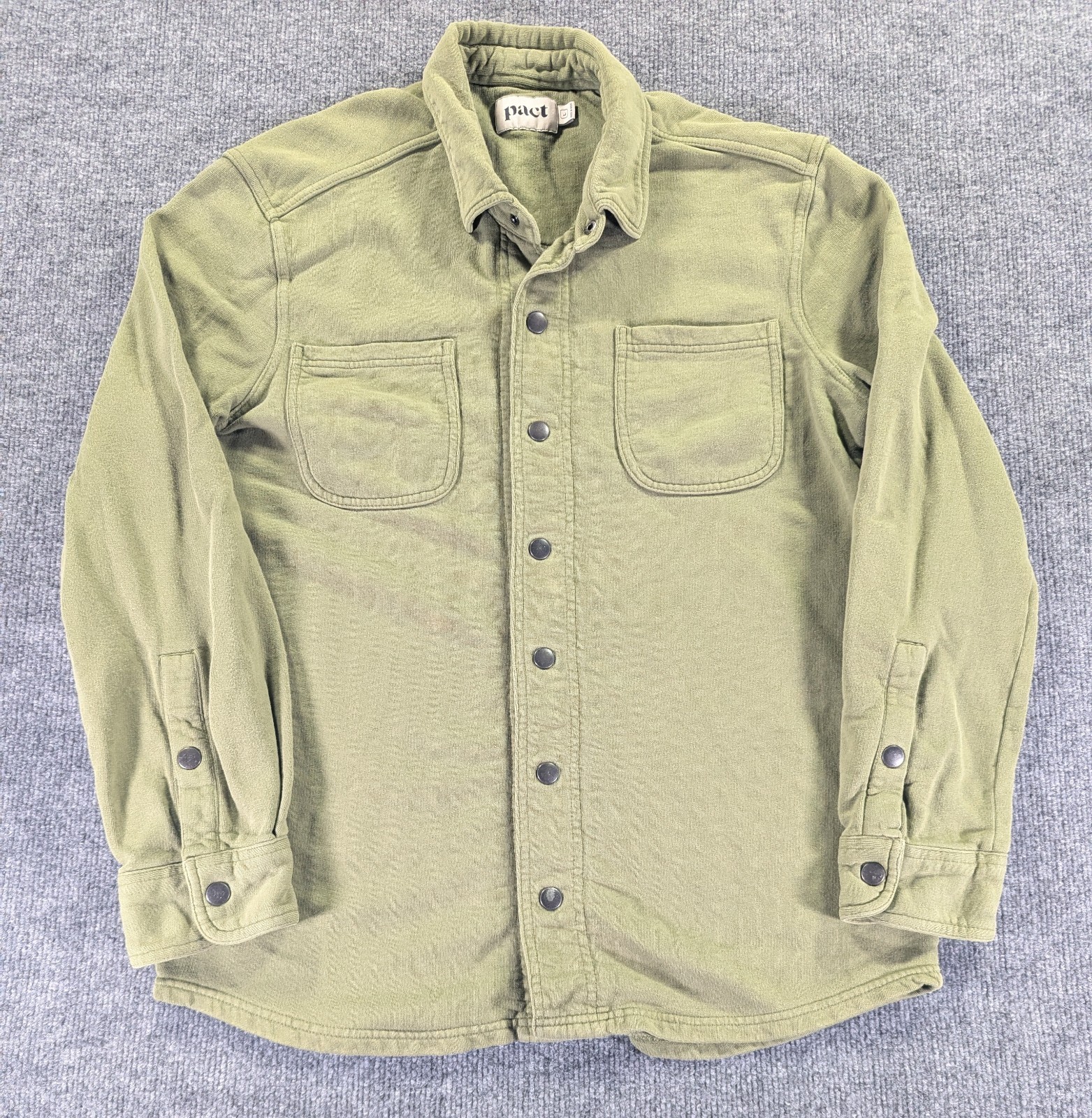 Pact Button Up Overshirt Shacket Men\'s Size Large Green Organic Cotton Pact Button Up Overshirt Shacket Men\'s Size Large Green Organic Cotton