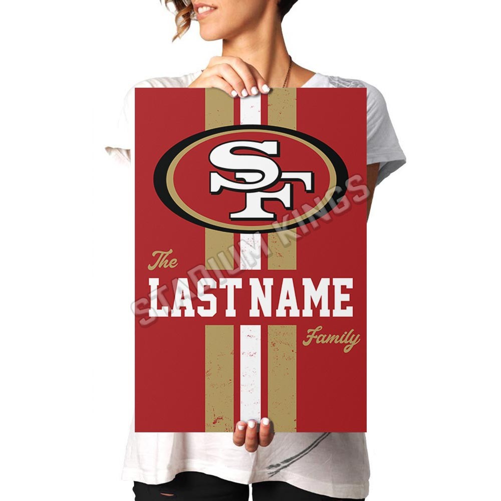Personalized San Francisco 49ers Family Name Football Poster Print- 11x17 inches