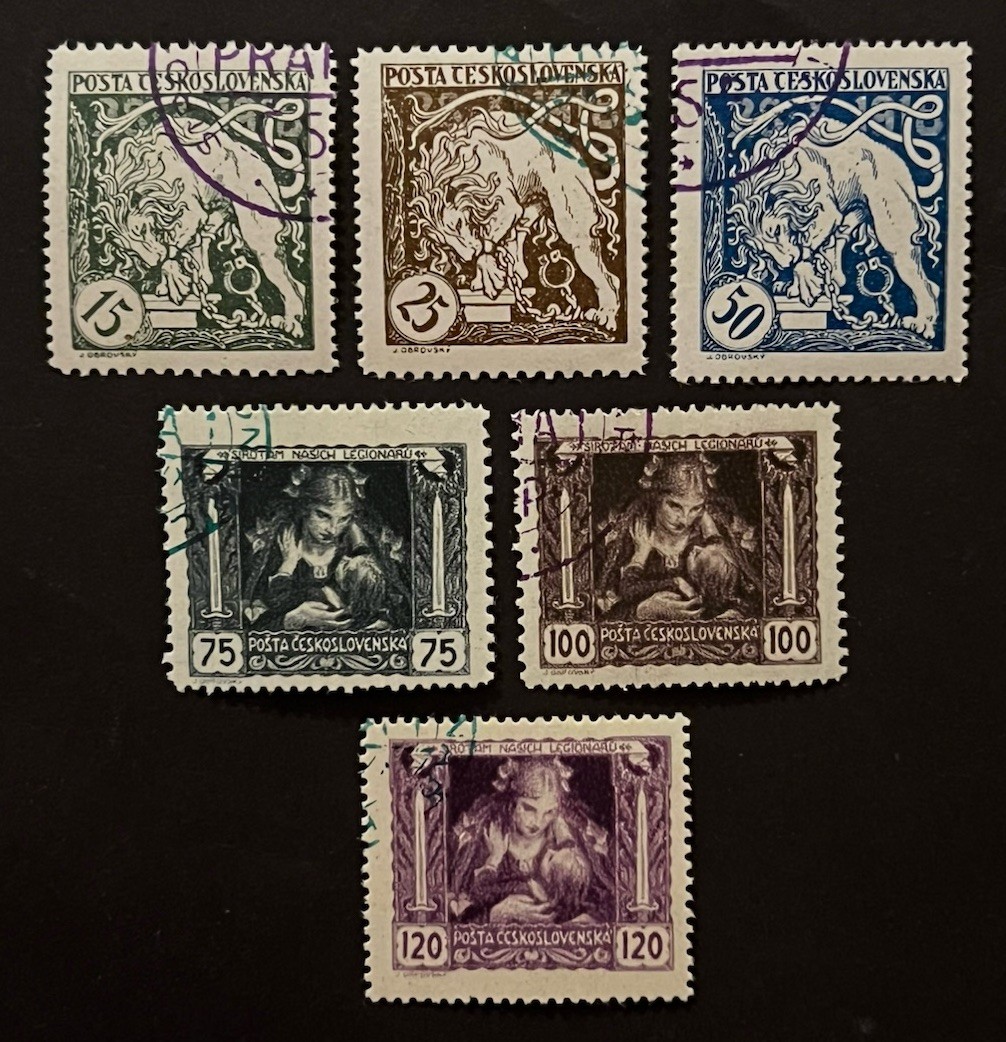 Travelstamps: 1919 Czechoslovakia Stamps Scott #B124-B129 Independence CTO NH Travelstamps: 1919 Czechoslovakia Stamps Scott #B124-B129 Independence CTO NH