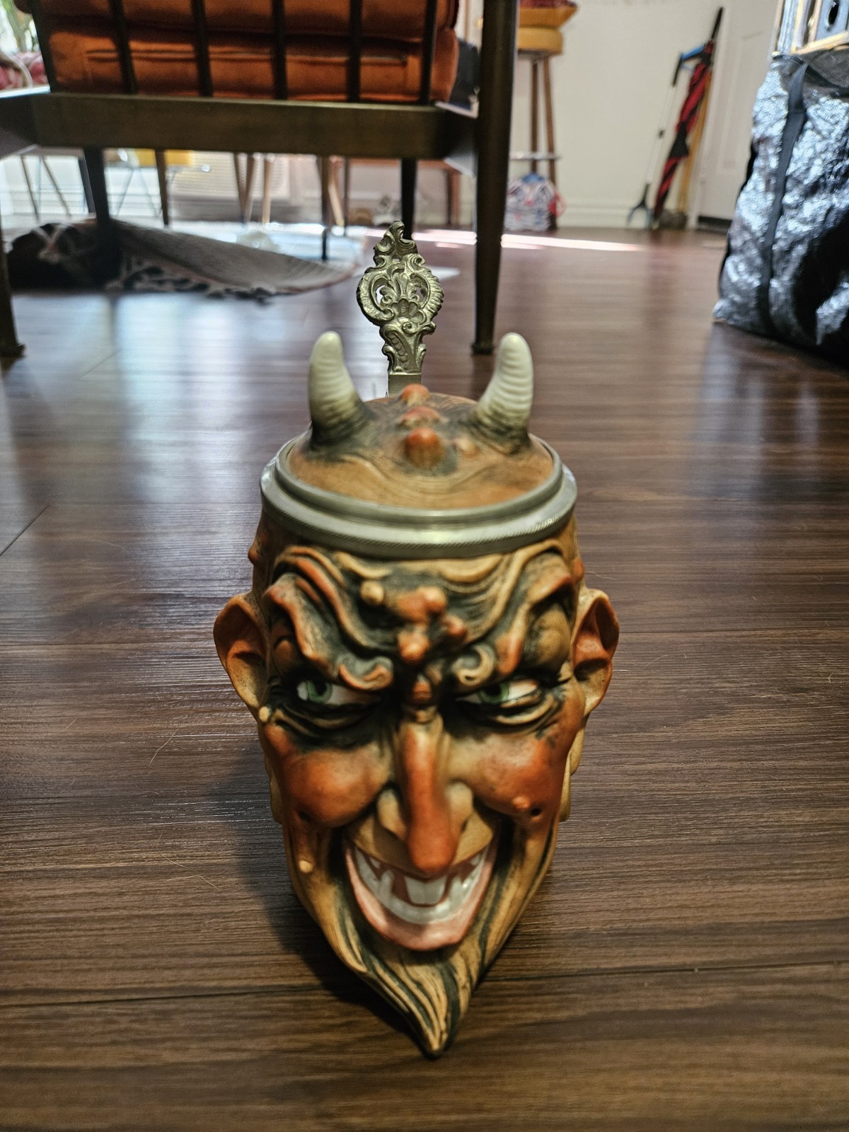 Rare Antique Ernst Bohne Sohne Mephisto Stein Scale Devil #4708 0.5L Germany Rare Antique Ernst Bohne Sohne Mephisto Stein Scale Devil #4708 0.5L Germany