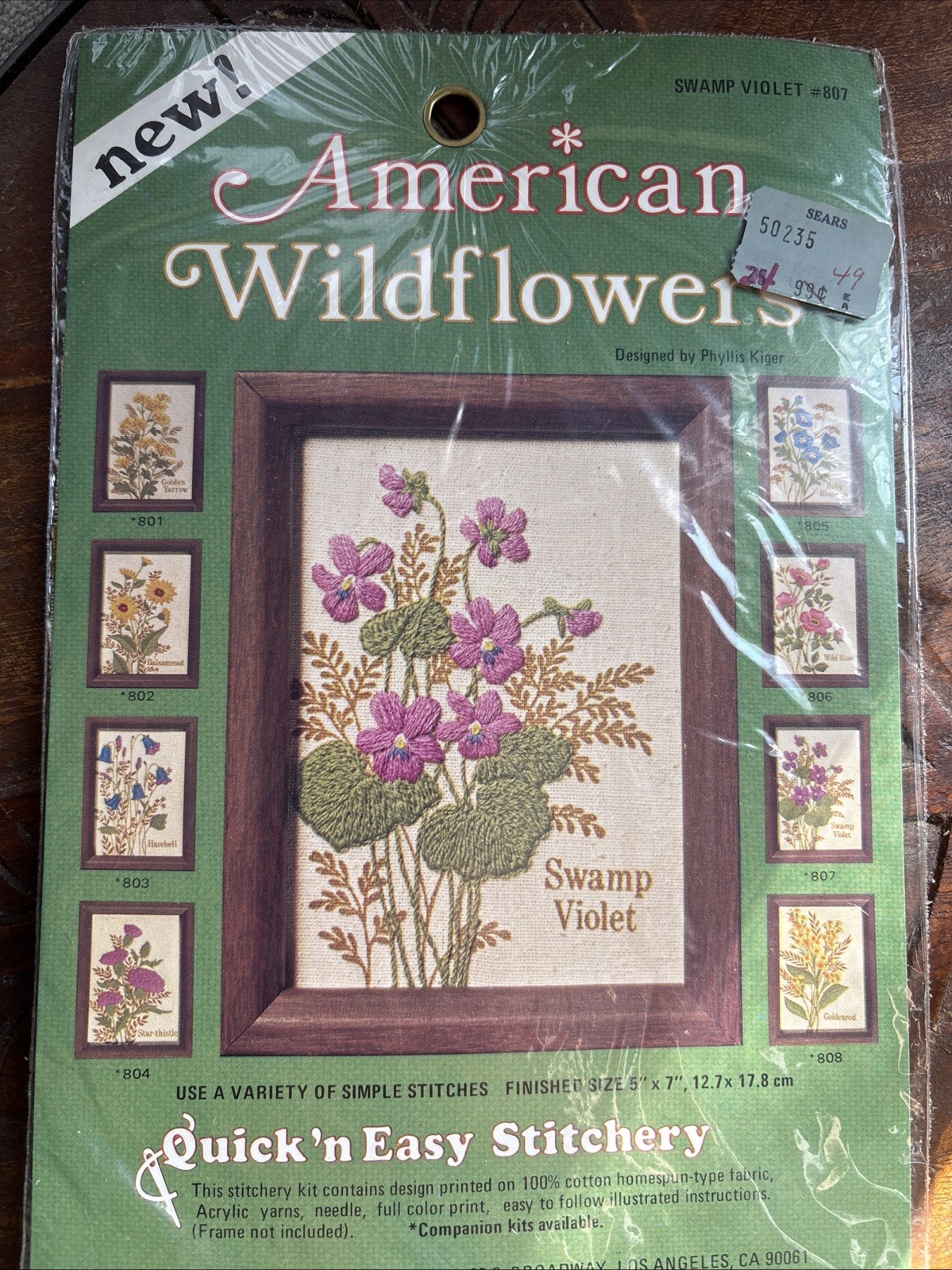 VTG American Wildflowers crewel SWAMP VIOLET started NOT finished complete kit VTG American Wildflowers crewel SWAMP VIOLET started NOT finished complete kit