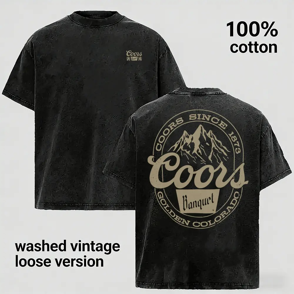 Vintage Western Mountain Cowboy Oversized Cotton Men Graphic T-shirt Vintage Western Mountain Cowboy Oversized Cotton Men Graphic T-shirt