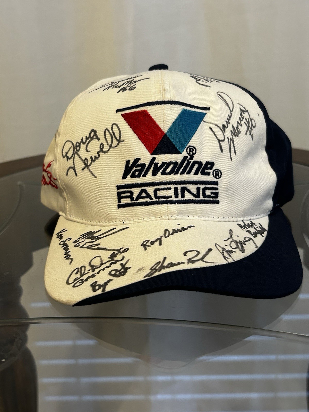 VTG 90s Mark Martin Valvoline Cummins Roush Racing Team Signed Hat Crew Chiefs
