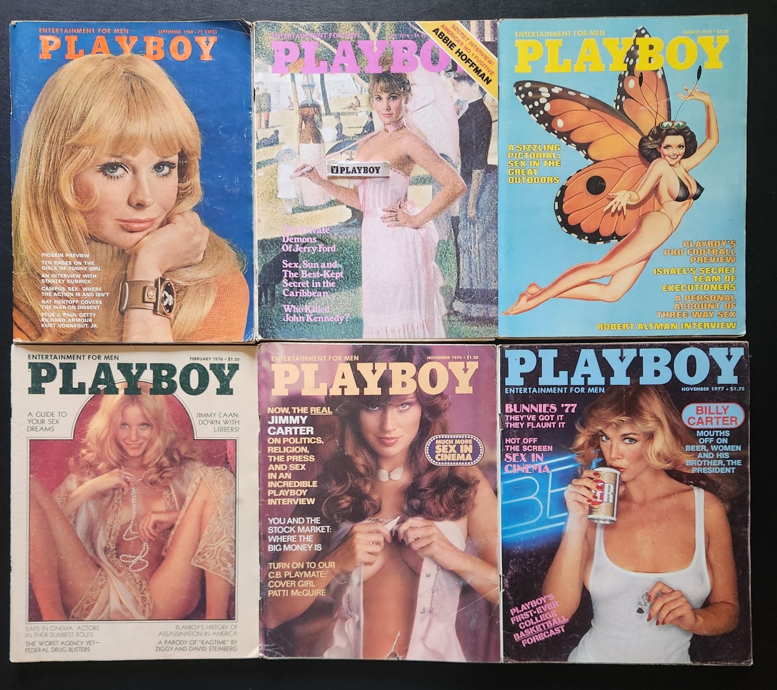 LOT OF 6: PLAYBOY MAGAZINES VINTAGE SEPT 1968 / FEB-MAY-AUG-NOV 1976 / NOV 1977 LOT OF 6: PLAYBOY MAGAZINES VINTAGE SEPT 1968 / FEB-MAY-AUG-NOV 1976 / NOV 1977