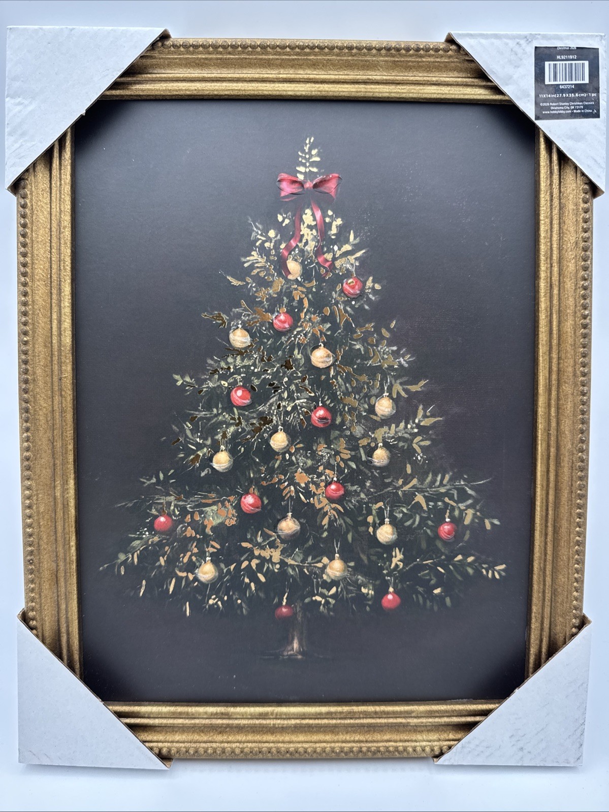 Robert Stanley Christmas Tree Framed Wall Art 11x14 Gold Frame Hobby Lobby NEW