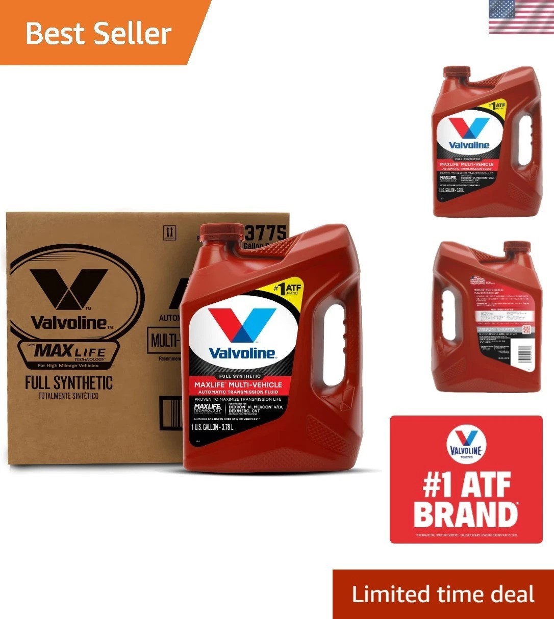 Multi-Vehicle ATF Full Synthetic Automatic Transmission Fluid 1 GA, Case of 3 Multi-Vehicle ATF Full Synthetic Automatic Transmission Fluid 1 GA, Case of 3