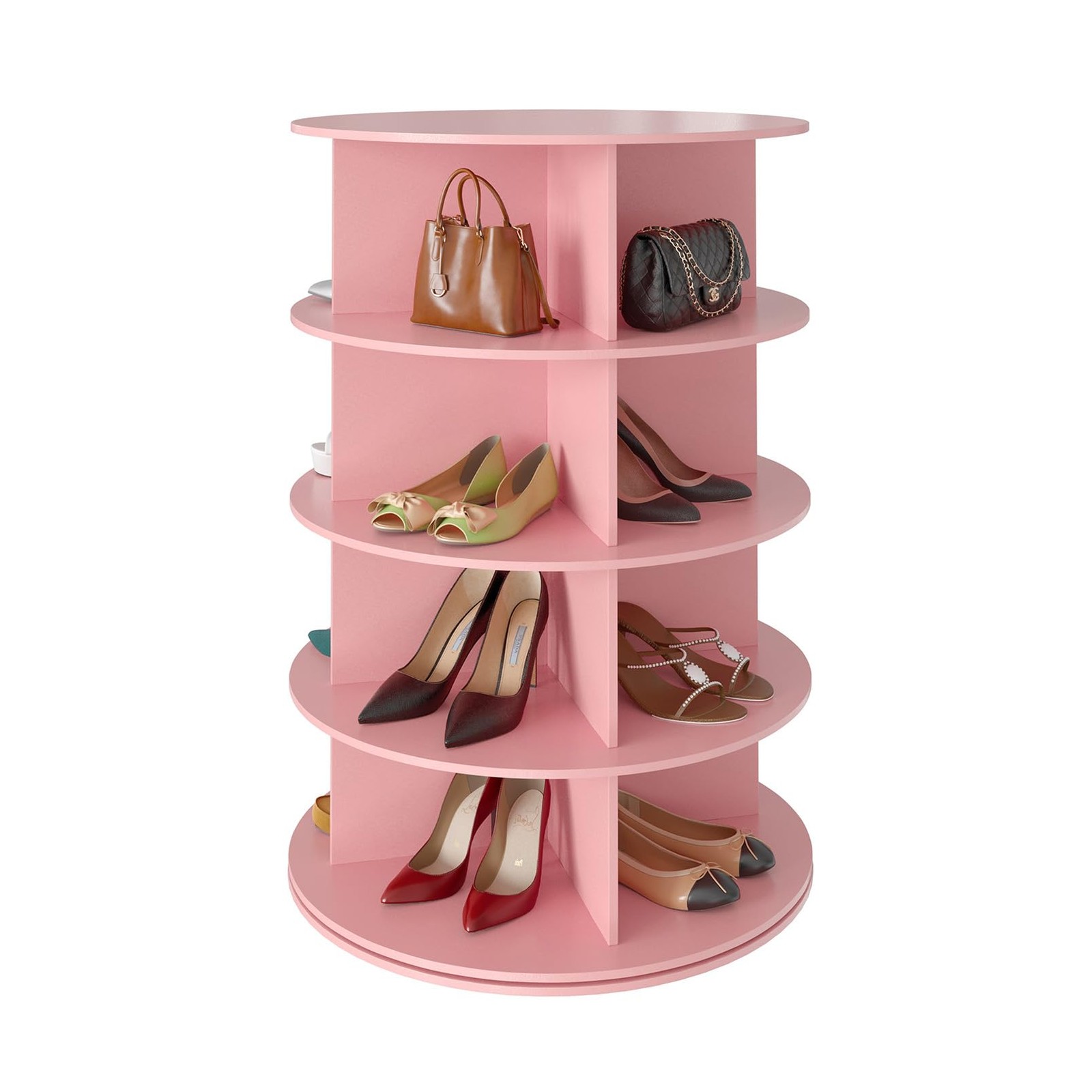 SpaceAid 4 Tier Rotating Shoe Rack Tower, Spinning Shoe Display Lazy Susan, R...