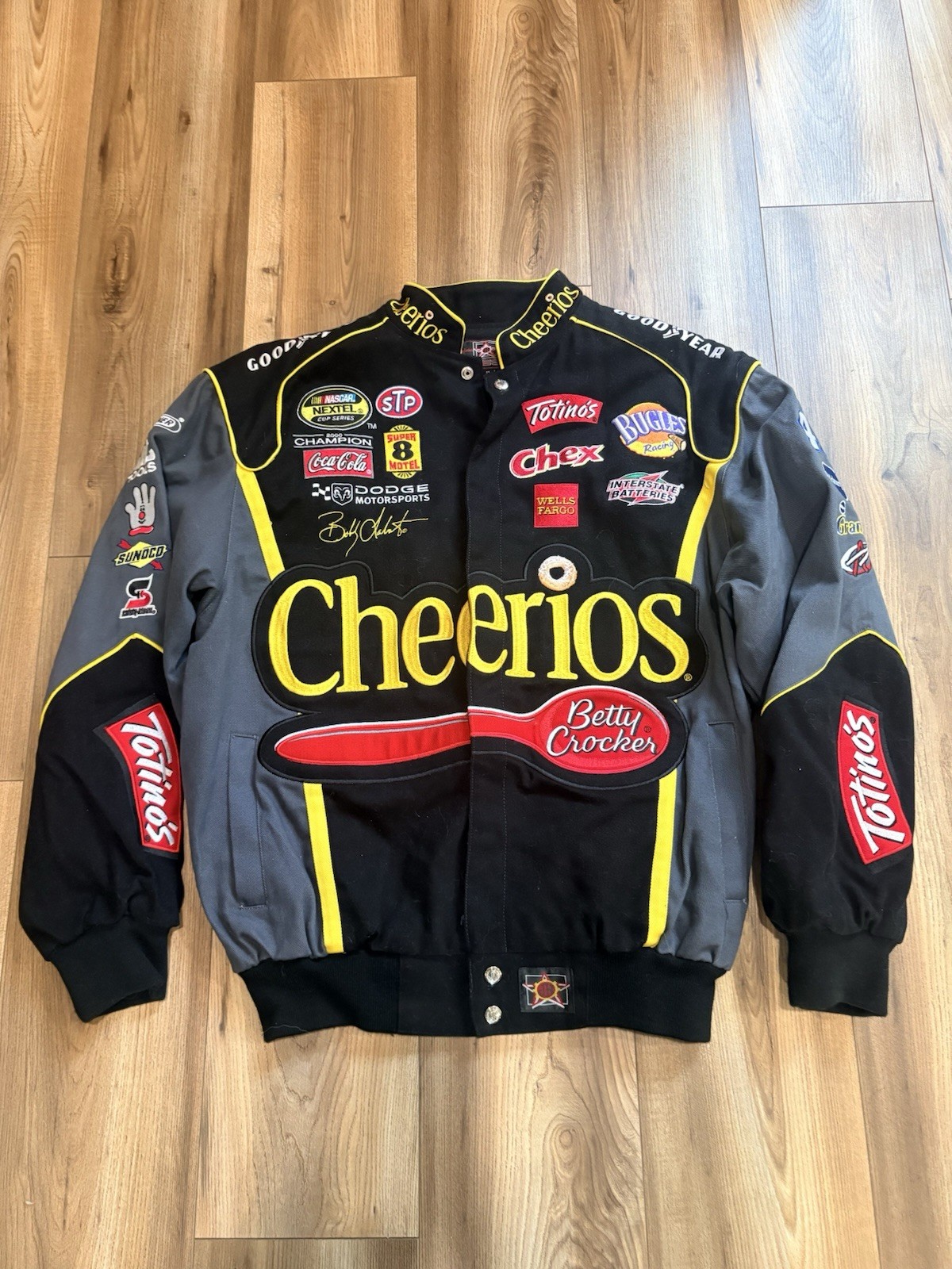 NASCAR Cheerios Bobby Labonte #43 JH Design Racing Jacket Men’s M Betty Crocker