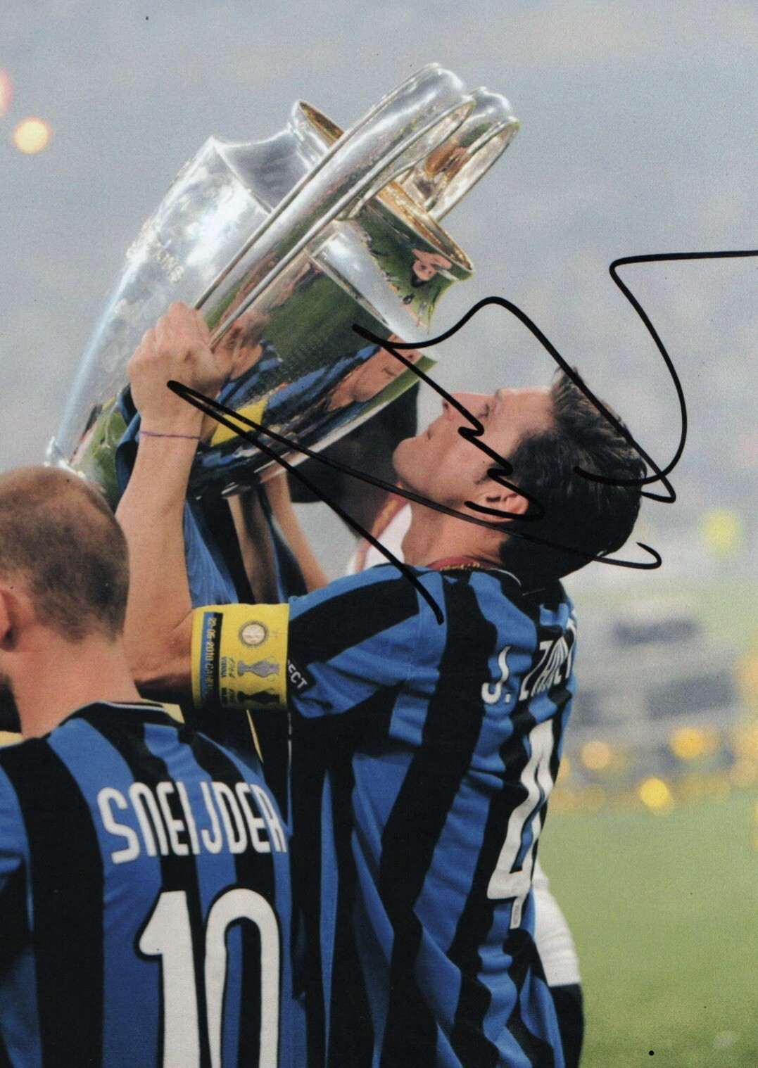 Javier Zanetti Inter Milan Champions League Winners Hand Signed 12X8” Photo Javier Zanetti Inter Milan Champions League Winners Hand Signed 12X8” Photo