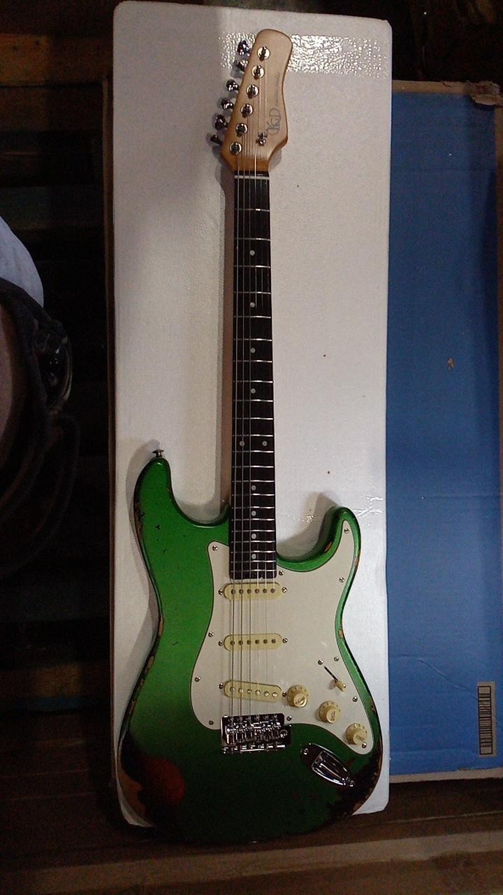 Used KGD Metallic Green Aged Electric Guitar, SSS Single Tremolo, 