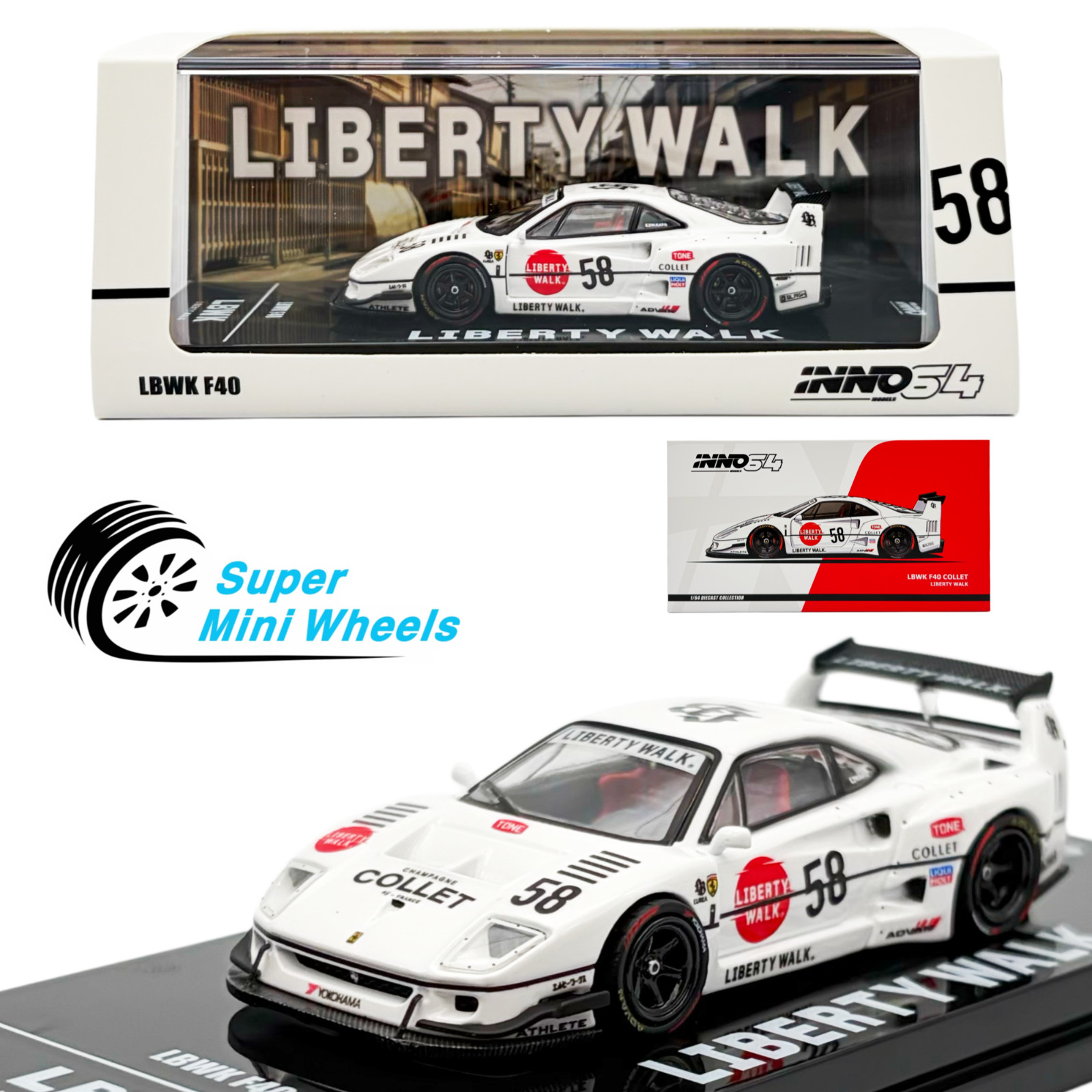 INNO64 1:64 LBWK F40 White #58 INNO64 1:64 LBWK F40 White #58
