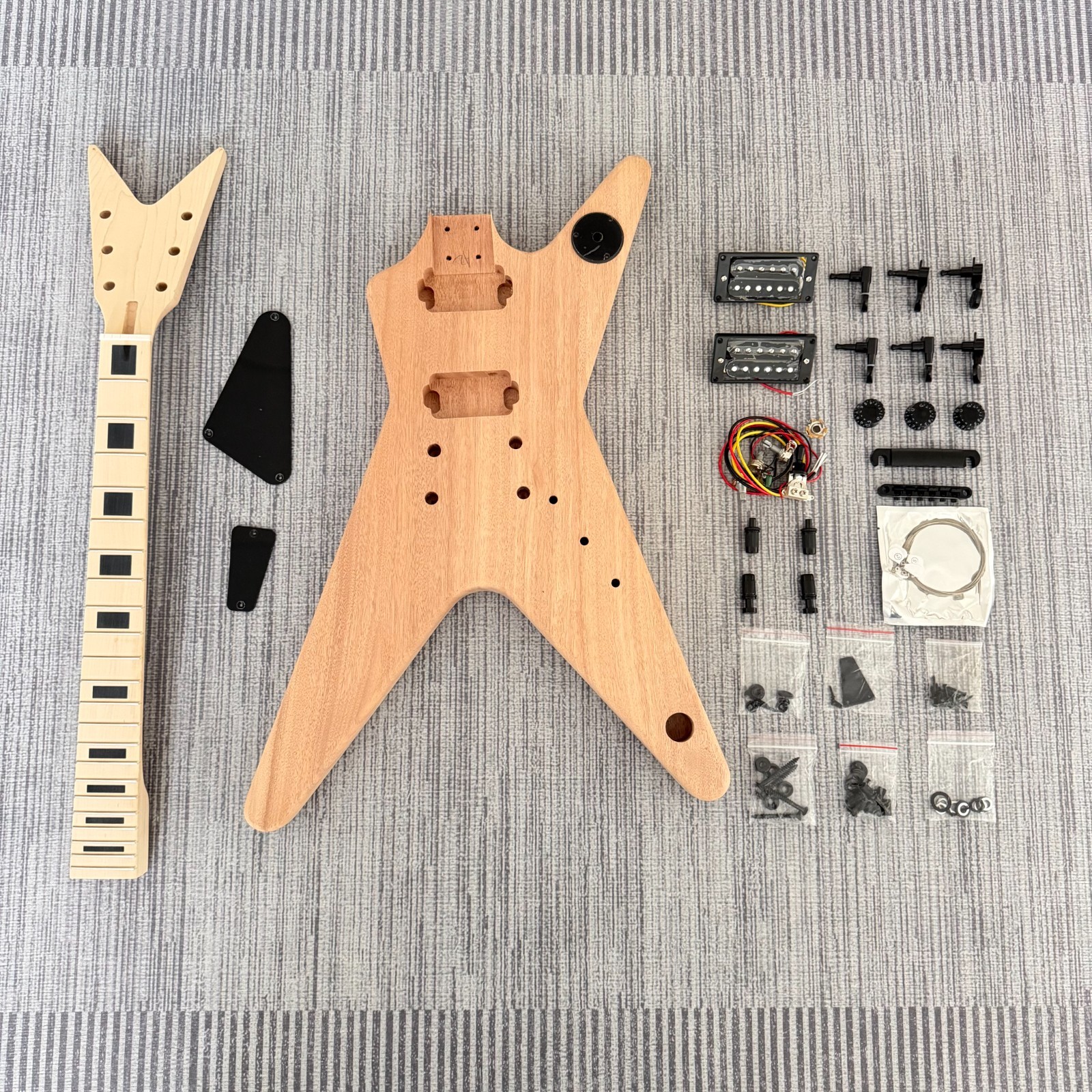 DIY Dean Electric Guitar Unfinished Kit Maple Neck FB Mahogany Body HH Pickups DIY Dean Electric Guitar Unfinished Kit Maple Neck FB Mahogany Body HH Pickups