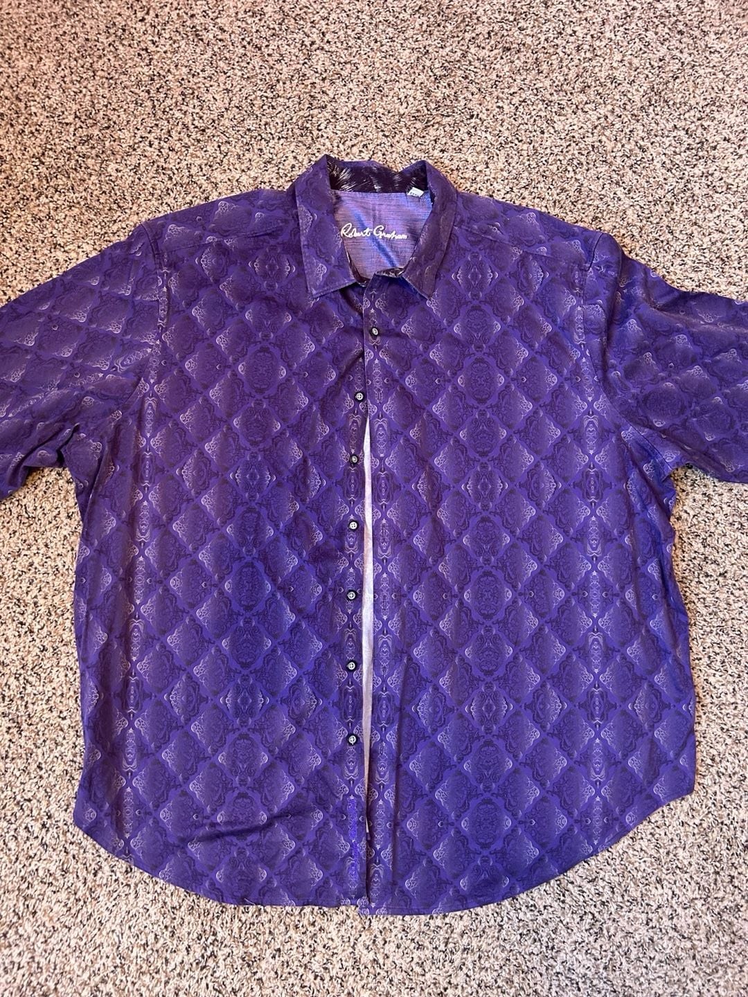 Robert Graham Button-Up Shirt Size TTIG Purple Damask Pattern Long Sleeve Robert Graham Button-Up Shirt Size TTIG Purple Damask Pattern Long Sleeve