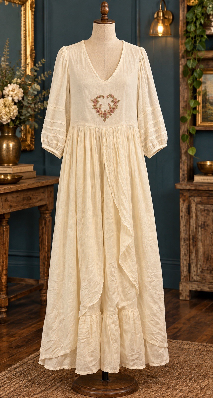 April Cornell Embroidered Layered Cotton Prairie Cottage White Nightgown NWT April Cornell Embroidered Layered Cotton Prairie Cottage White Nightgown NWT