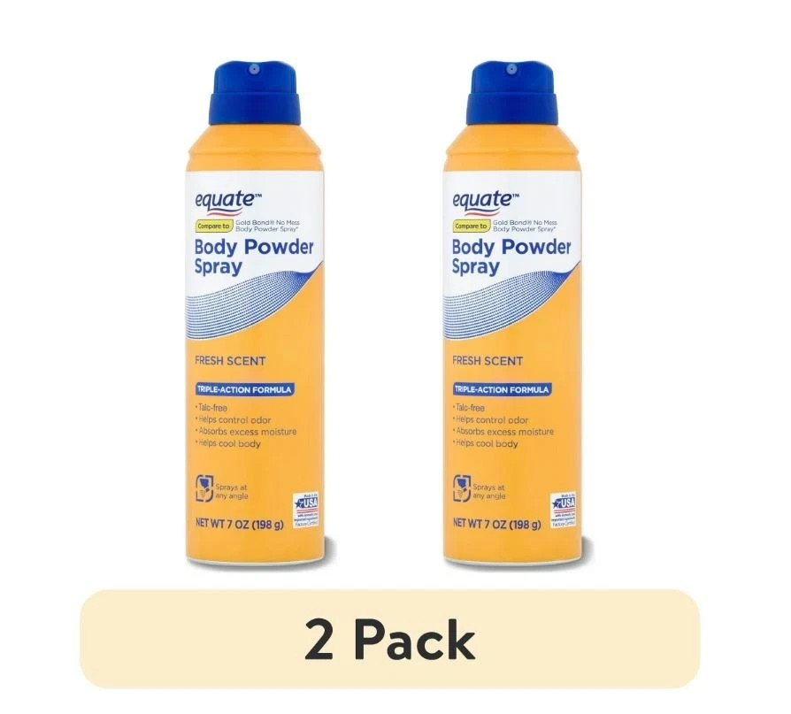 2 Pack Equate Fresh Scent Body Powder Spray for Moisture and Odor Control, 7 oz 2 Pack Equate Fresh Scent Body Powder Spray for Moisture and Odor Control, 7 oz