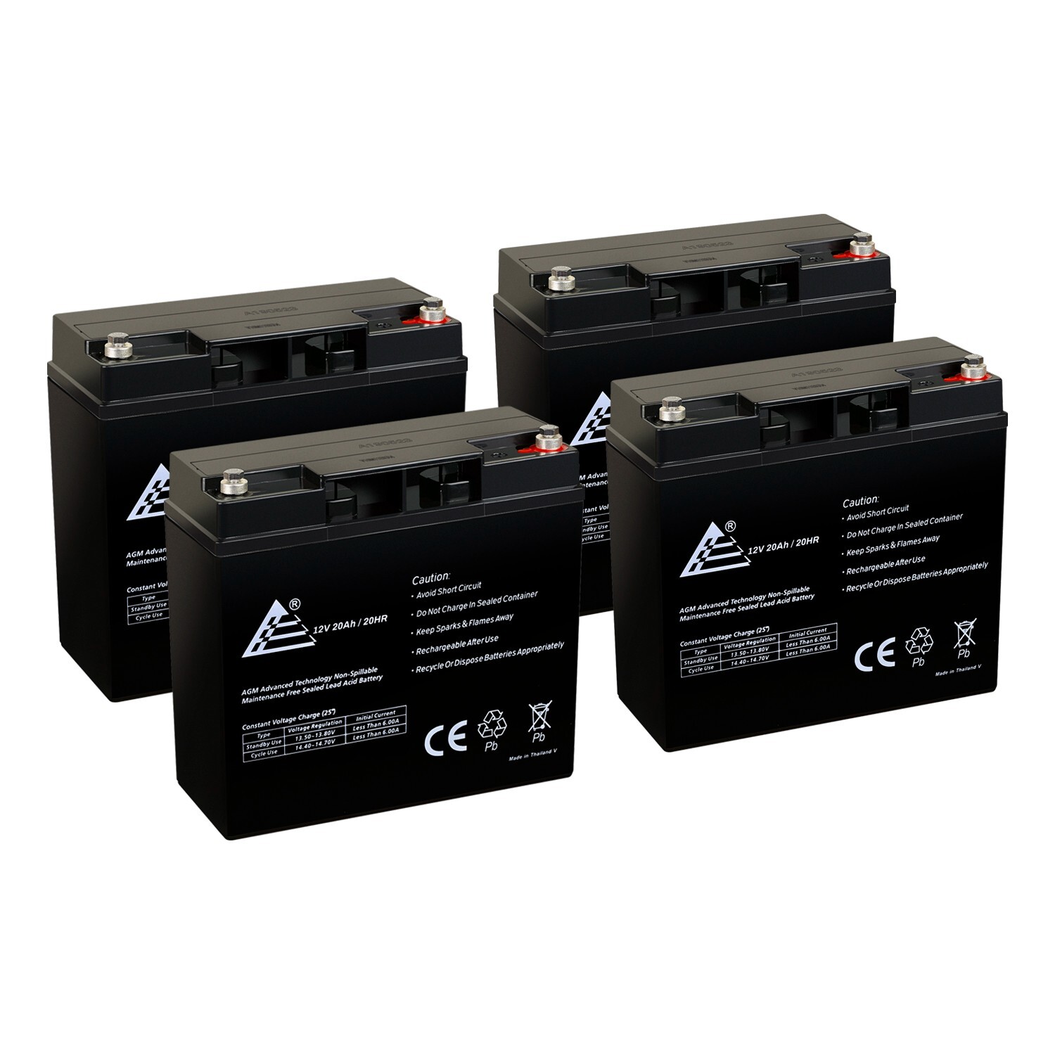 4 Pack - 12V 20Ah Baoshi 6-DZM-20 6DZM20 Scooter Bike Sealed Battery