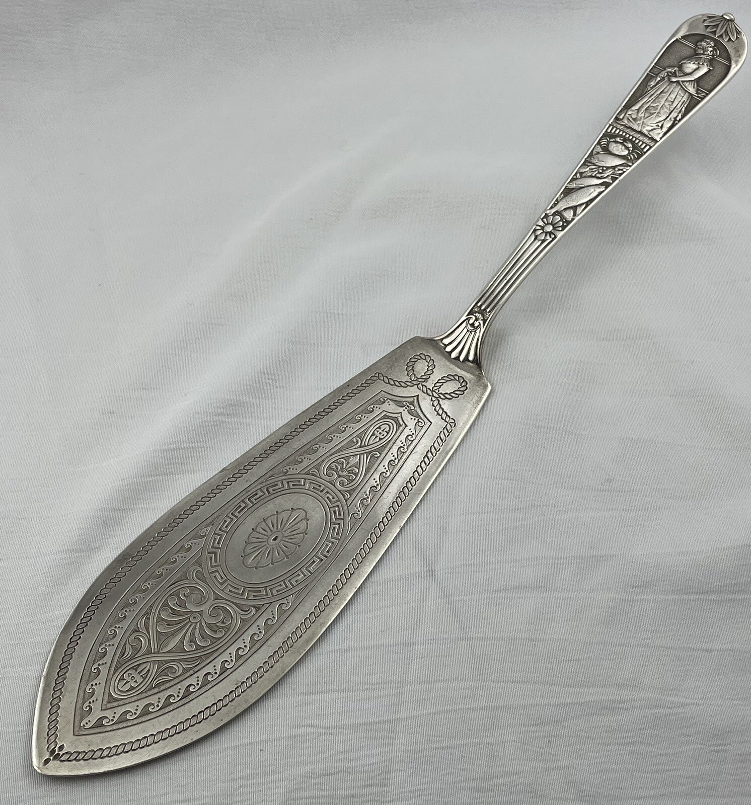 Great Figural Elkington&Co English Sterling Birmingham 1889 Large Slice 12 1/2\