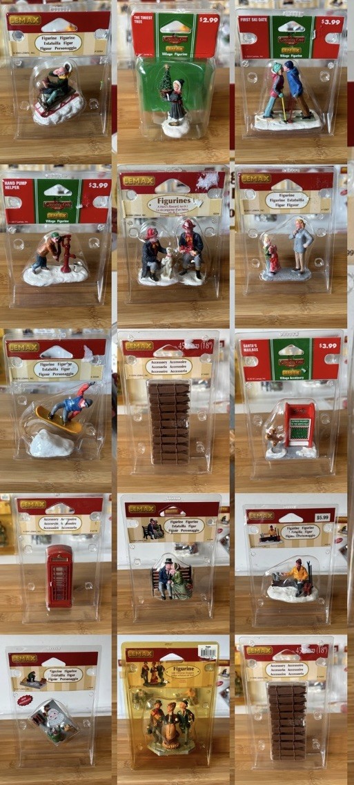 Vintage Lemax Lot of 17 Christmas Village Figurines, Accessories New In Package Vintage Lemax Lot of 17 Christmas Village Figurines, Accessories New In Package