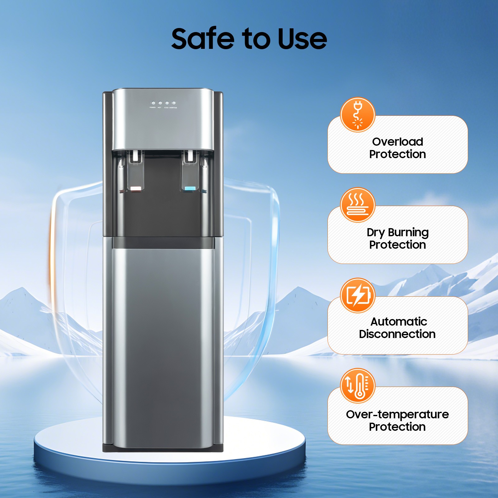 5 Gallon Water Dispenser Bottom Loading Hot & Cool Stainless Steel Water Cooler
