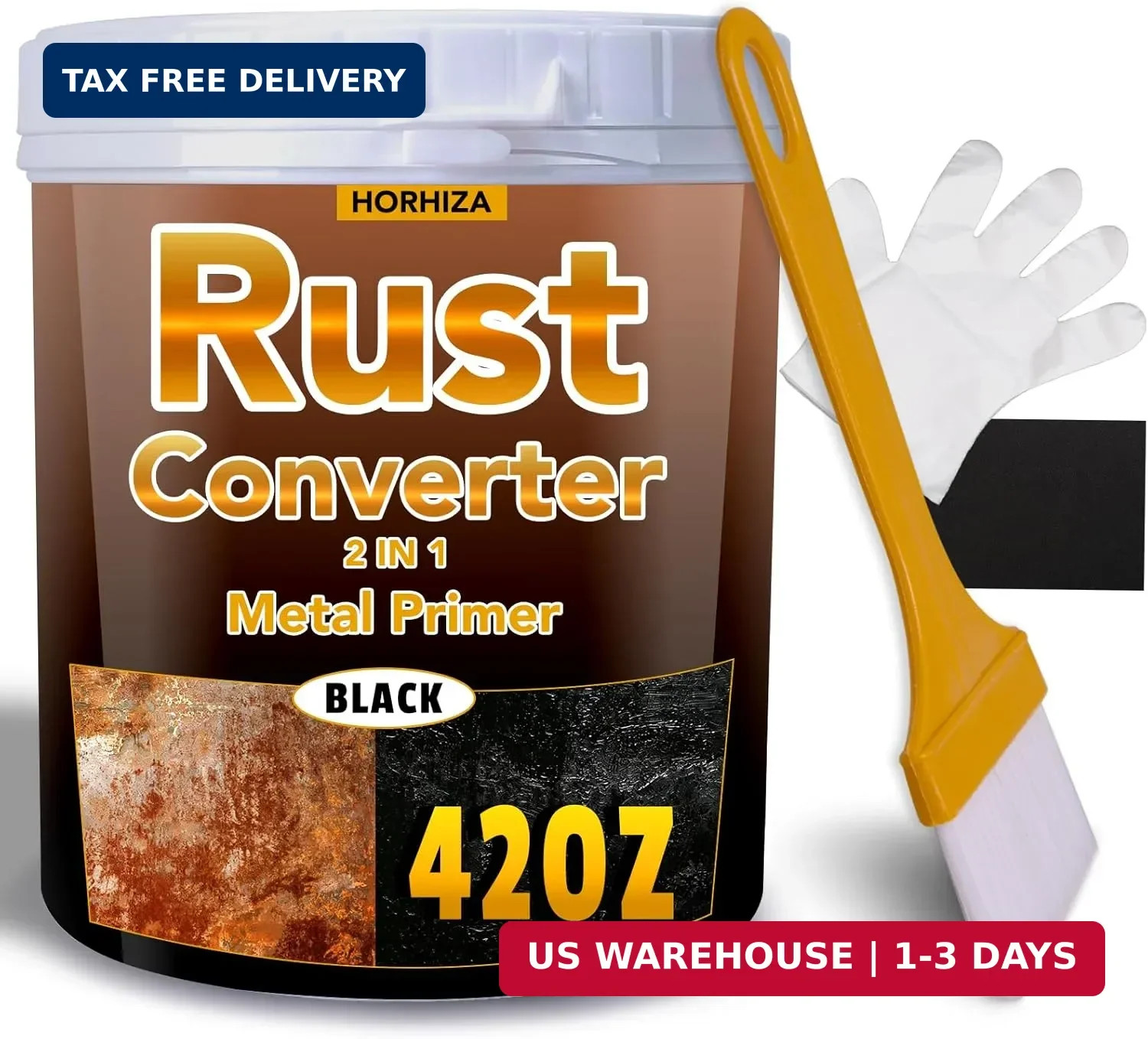 2 in 1 Rust Converter & Metal Primer, 42 Oz Black Rust Inhibitor Paint for Metal