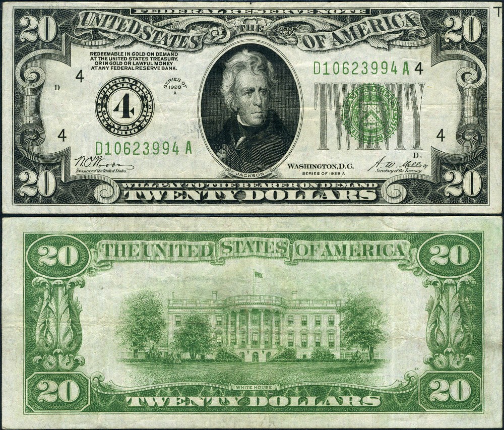 FR. 2051 D $20 1928-A Federal Reserve Note Cleveland D-A Block VF+