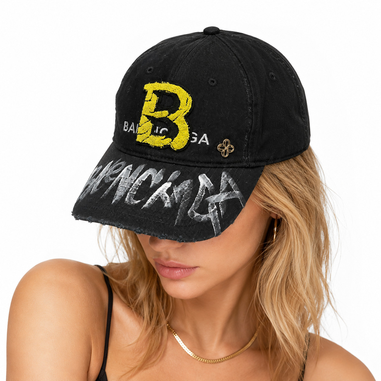 Balenciaga New Black Graffiti Baseball Cap, One Size Adjustable, Unisex Balenciaga New Black Graffiti Baseball Cap, One Size Adjustable, Unisex