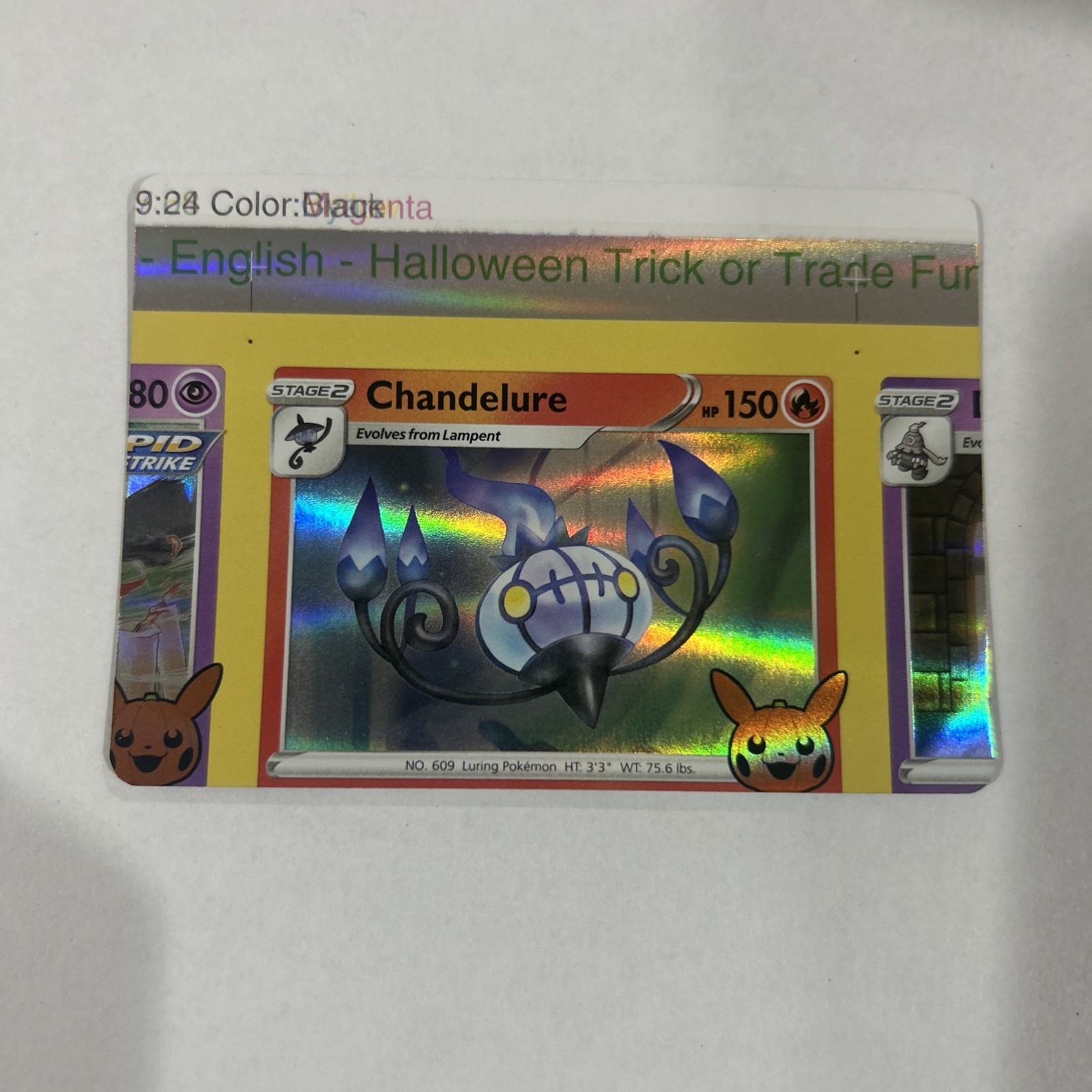 Pokemon Error Chandelure Holo Trick Or Trade Set NFC (non Factory Cut) - K188 Pokemon Error Chandelure Holo Trick Or Trade Set NFC (non Factory Cut) - K188