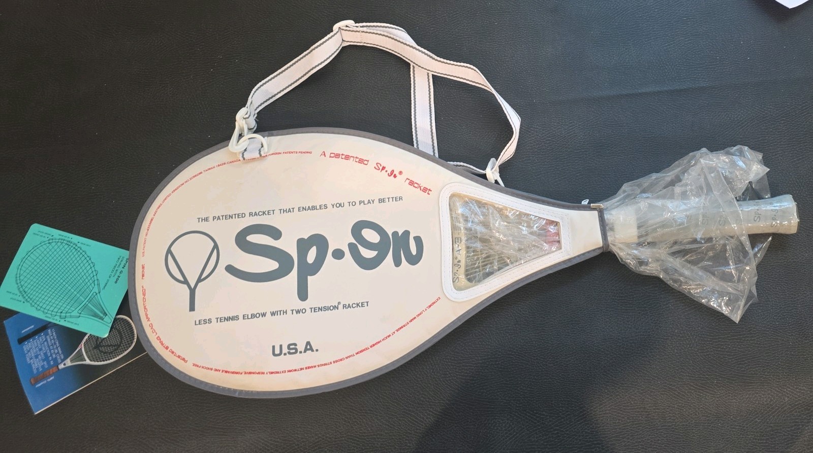 Brand new Vintage and rare SPIN A-3 tennis racquet with cover Brand new Vintage and rare SPIN A-3 tennis racquet with cover